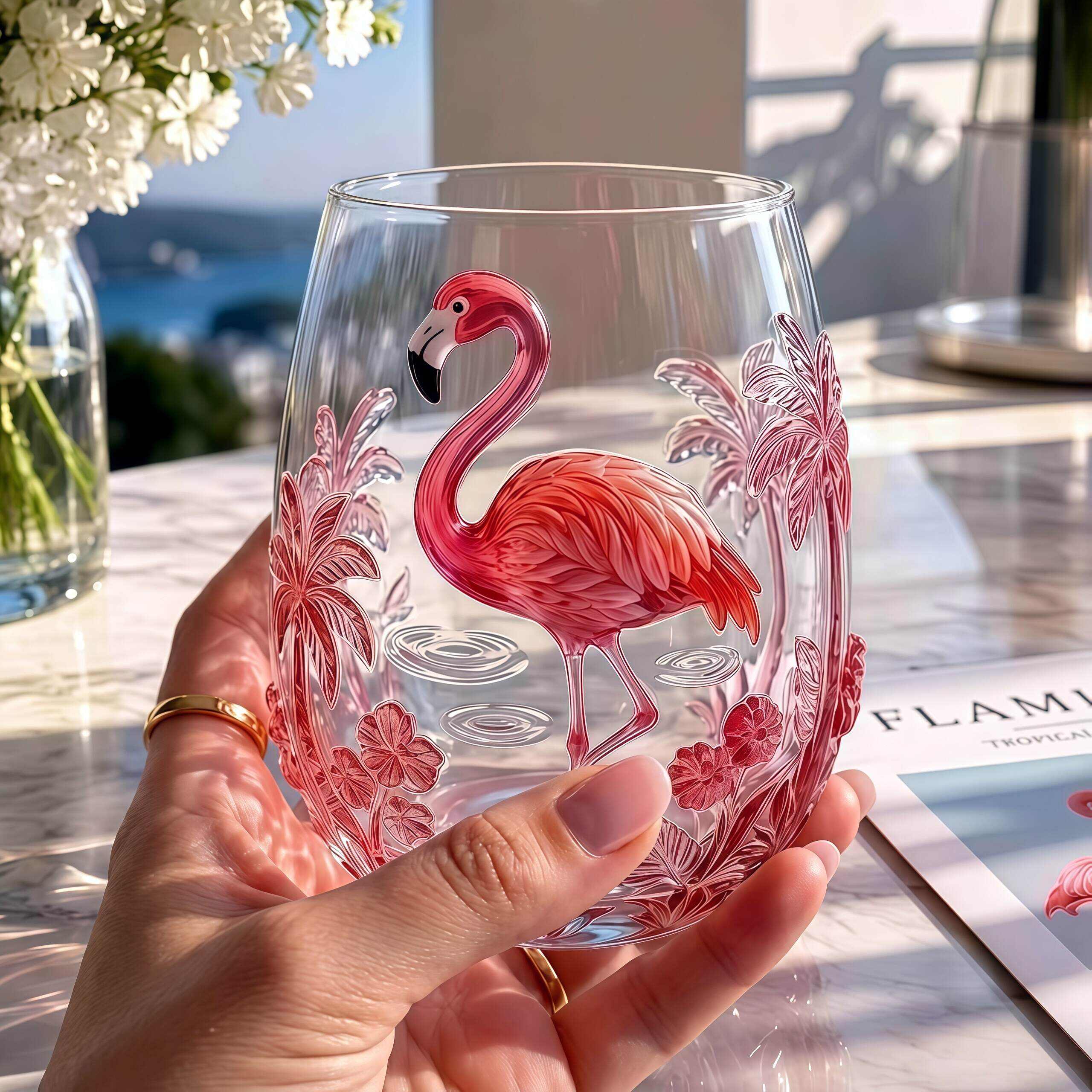 Artisanal 3D Flamingo Glassware
