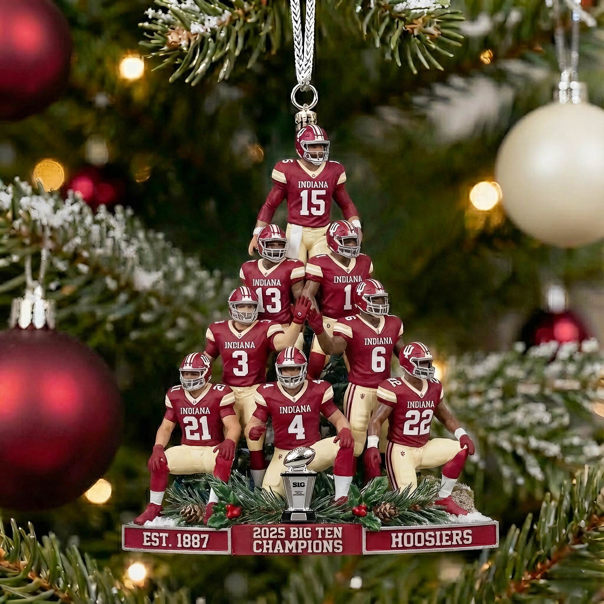 The Hoosiers 2025 Big Ten Champions Victory Team Tree Ornament