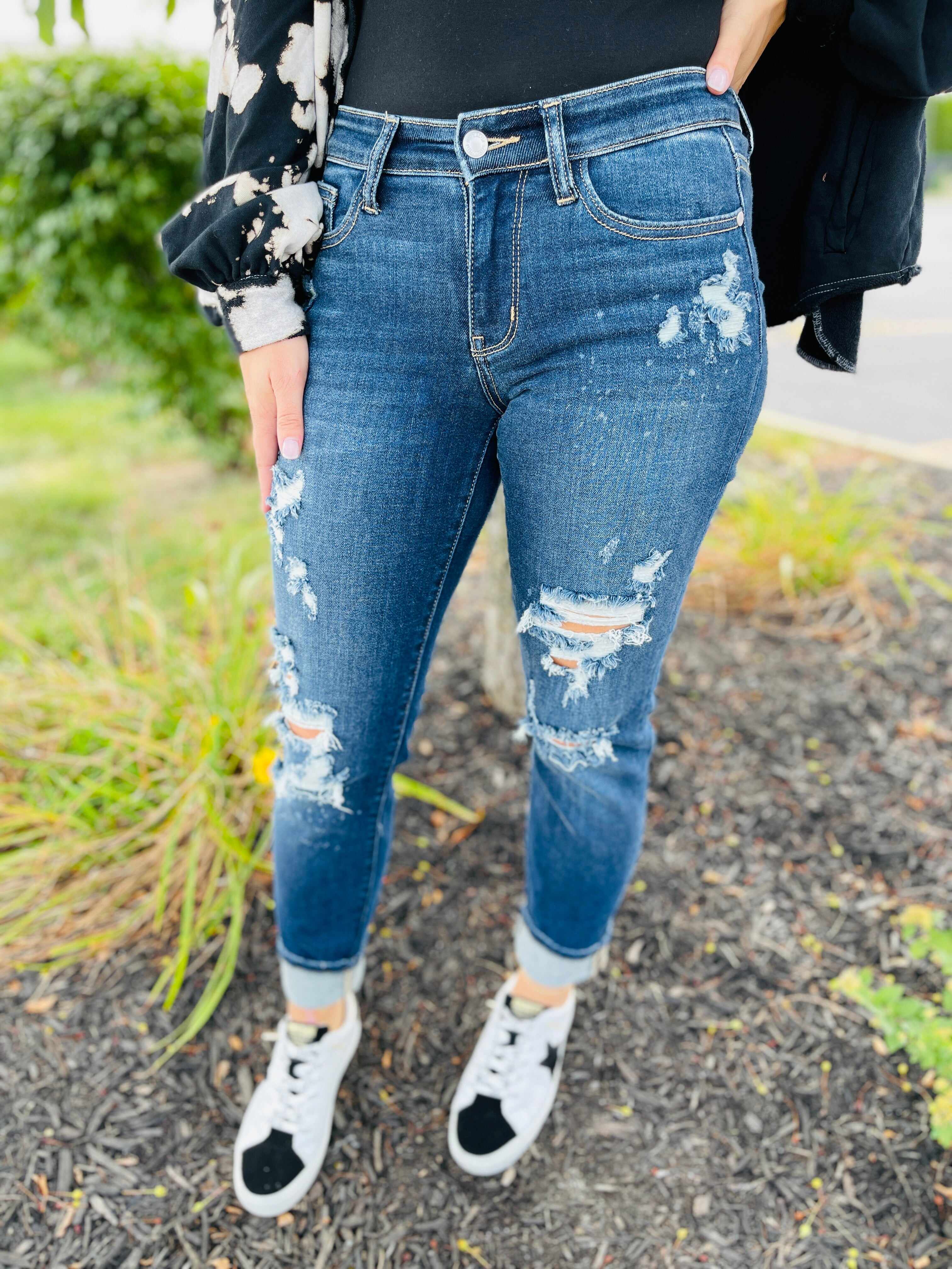 RESTOCK! Plus/Reg Bleach Bleach Baby Boyfriend Jeans