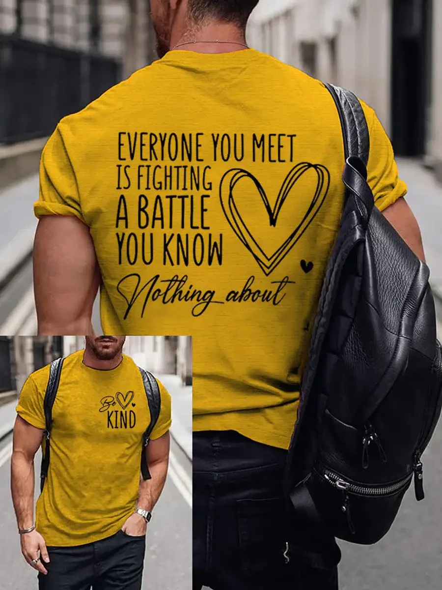 Men's Be Kind Art Print Casual T-Shirt