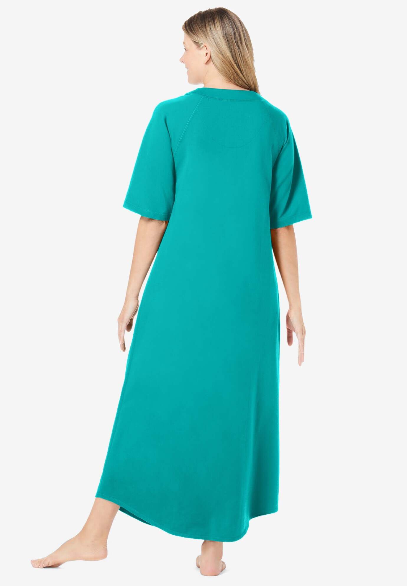 Long French Terry Zip-Front Robe