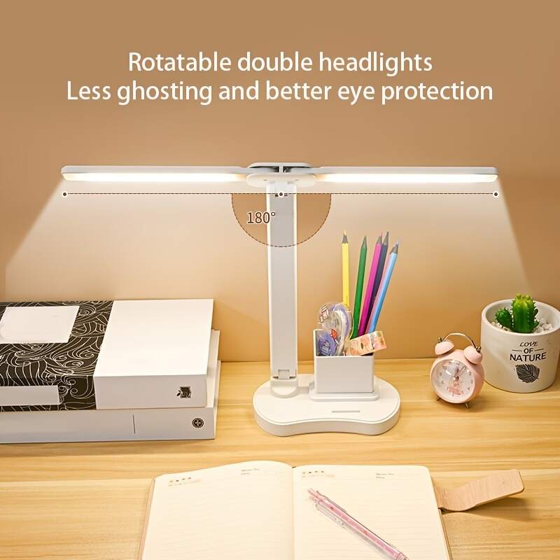 1pc LED Double Swing Arm Table Lamp,adjustable Brightness And Color Temperature