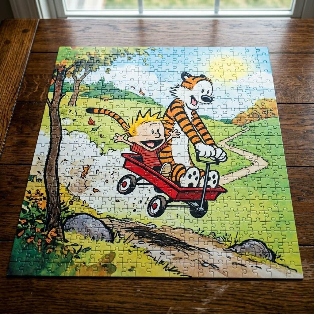 Calvin and Hobbes Red Wagon Adventure 1000-Piece Ravensburger Jigsaw Puzzle