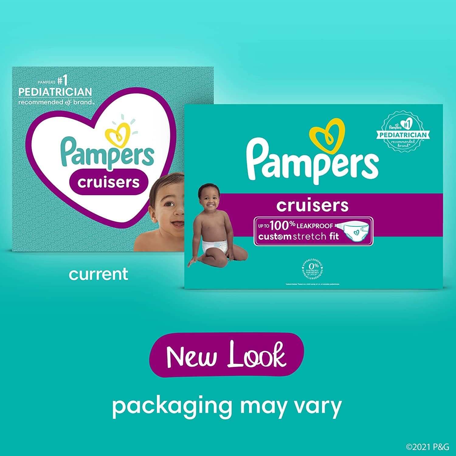 Pampers Cruisers Diapers - Size 5, One Month Supply (128 Count), Disposable Active Baby Diapers with Custom Stretch