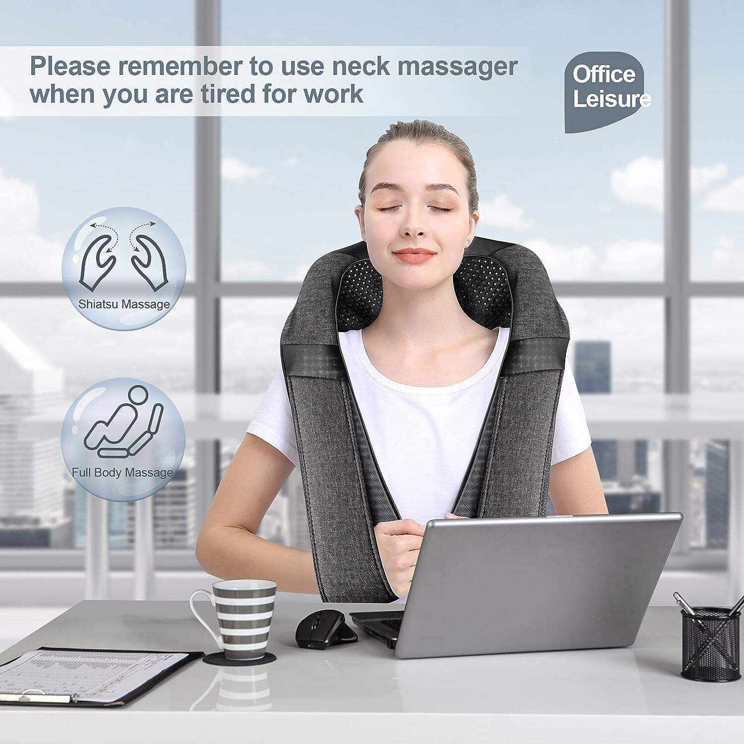 Back Massager, Shiatsu Neck Massager with Heat, Electric Shoulder Massager, Kneading Massage Pillow for Neck, Back, Shoulder, Foot, Leg, Muscle Pain Relief, Get Well Soon Presents - Christmas Gifts