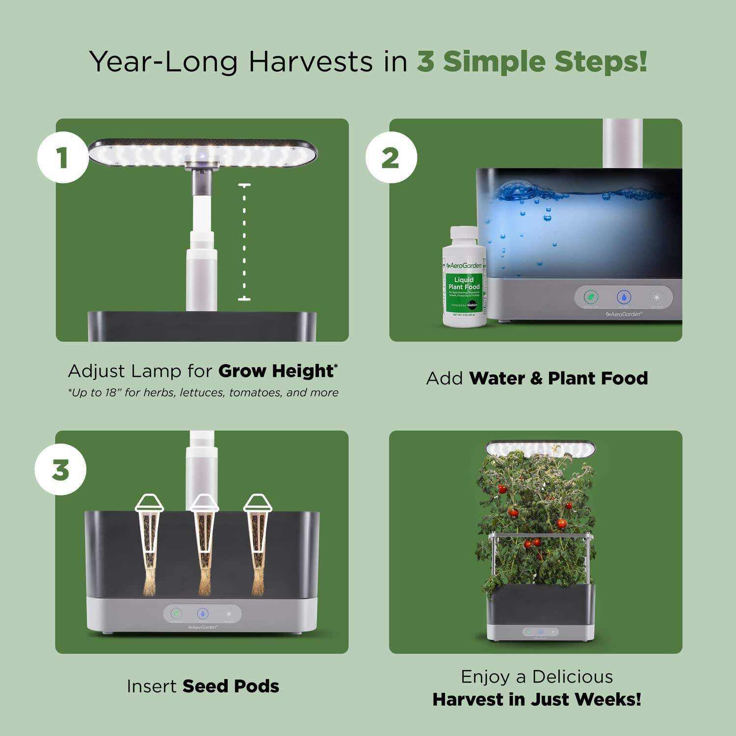 Harvest XL with Gourmet Herbs Seed Pod Kit - Indoor Garden with LED Grow Light