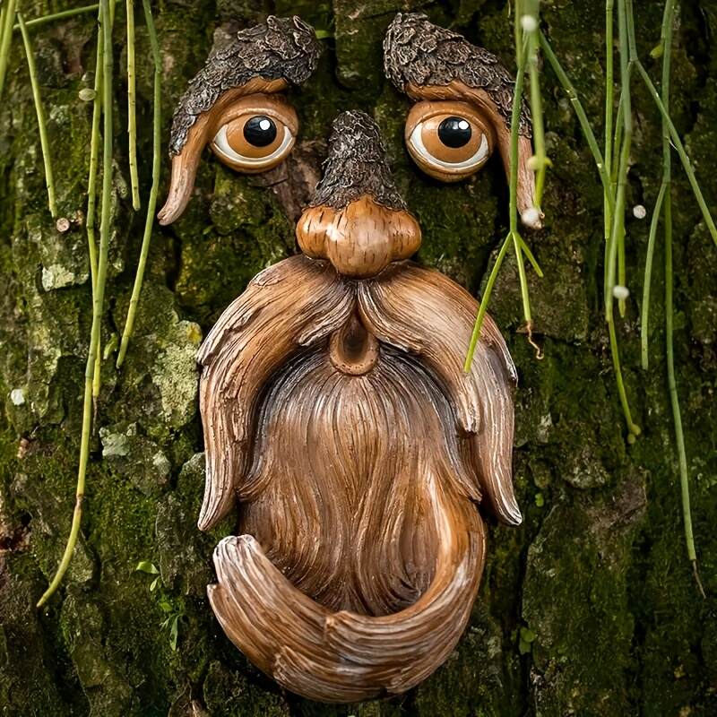 1pc, Resin Tree Face Bird Feeder, Outdoor Tree Hugger Sculpture Wild Life Bird Feeder, Whimsical Garden Decoration, Home Decor, Holiday Decor, Outdoor Decor, Yard Decor, Garden Decor, Summer Decor