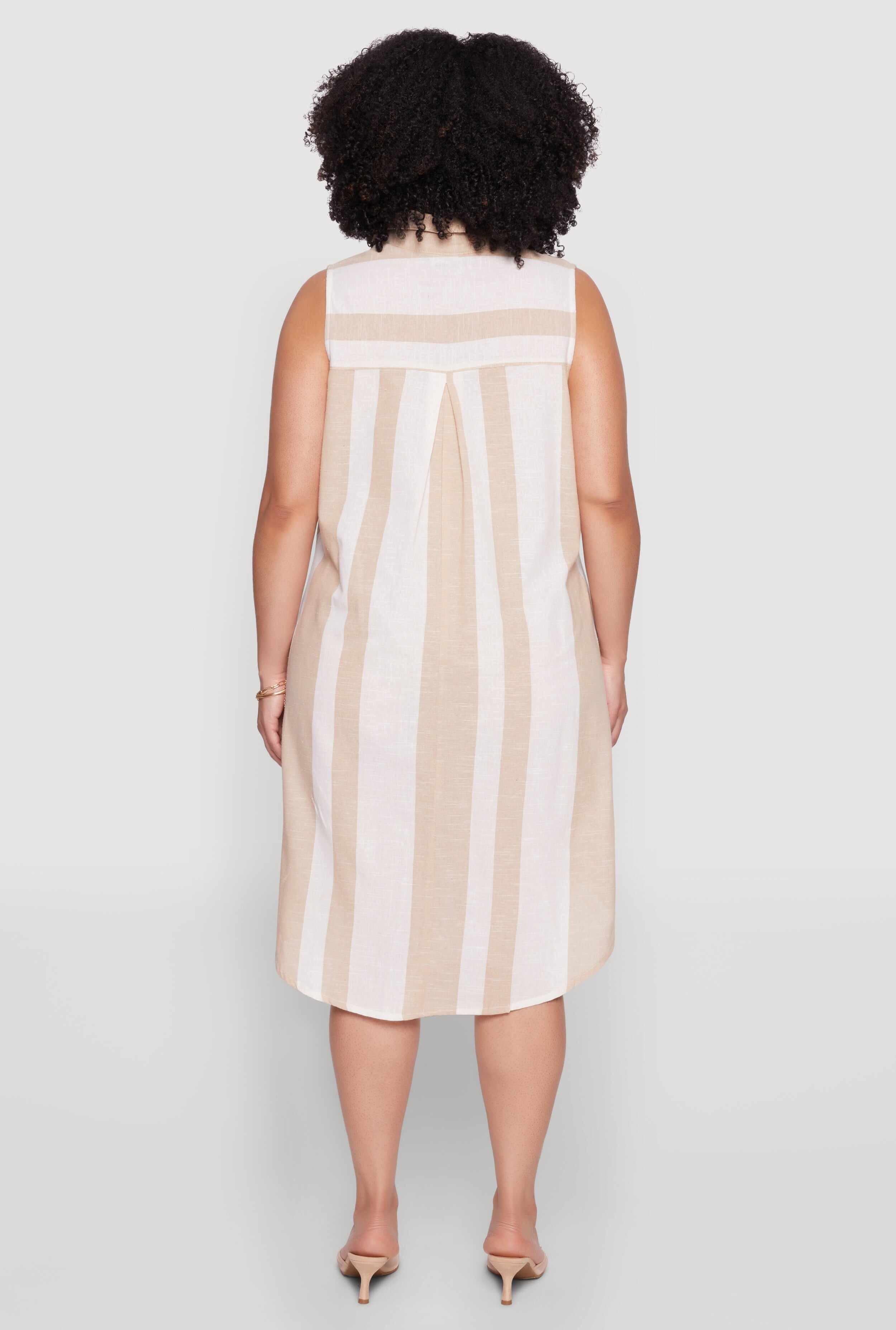 Plus Size Striped Sleeveless Shift Dress