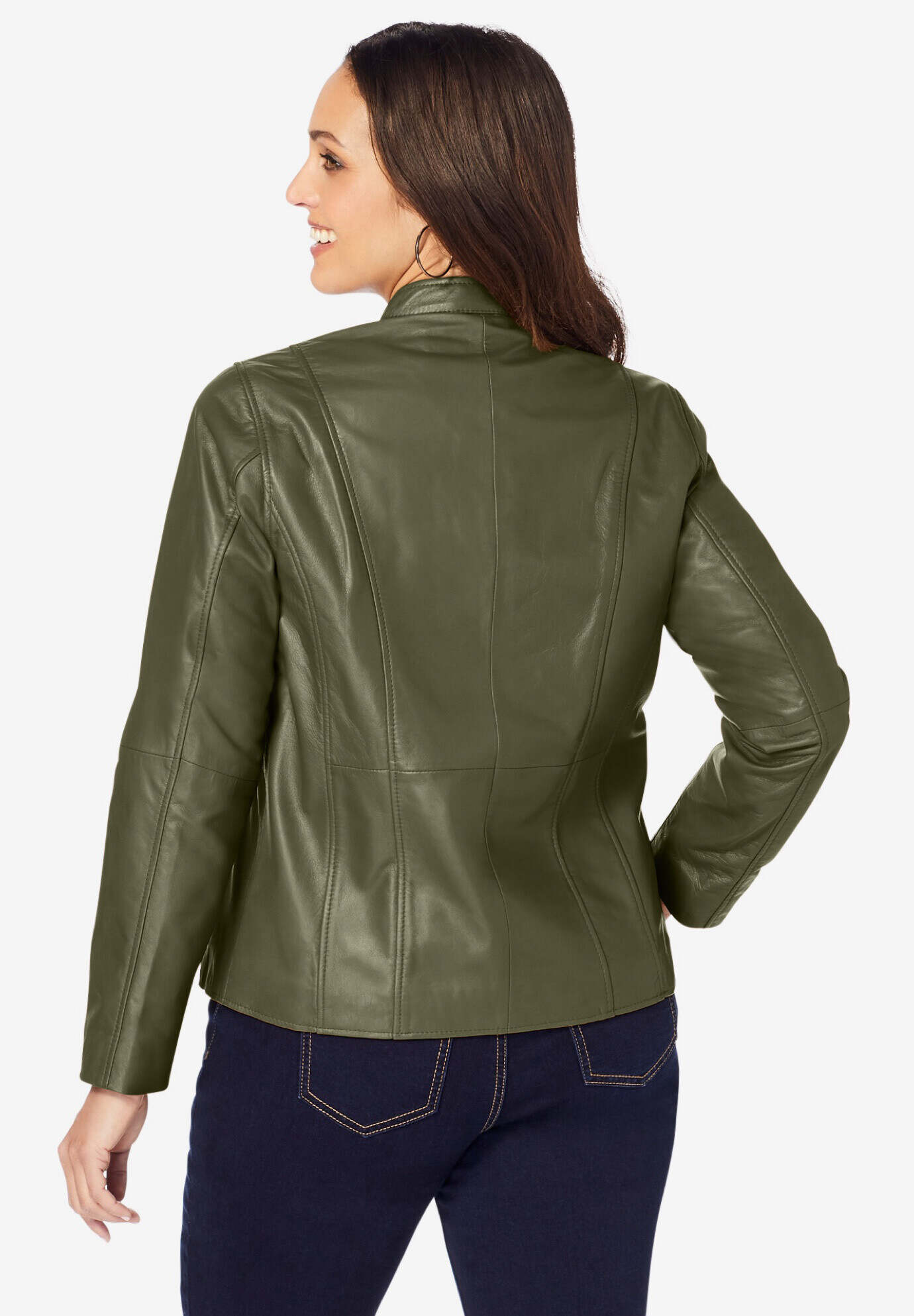 Zip Front Leather Jacket