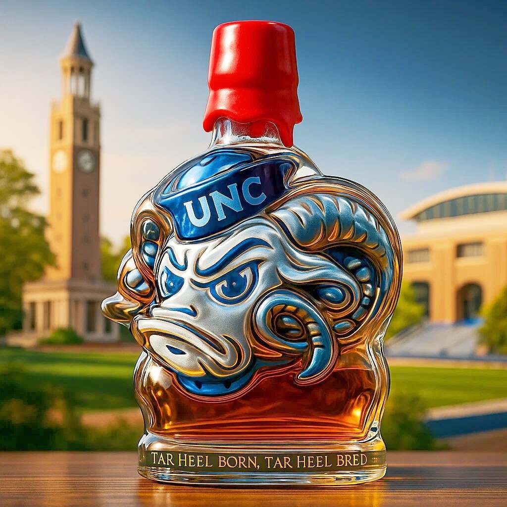 UNC Rameses Mascot Collection Whiskey Bottle
