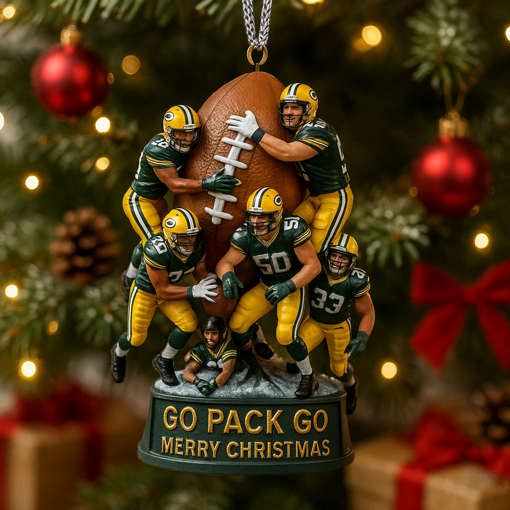 🏈 Green Bay Packers “Go Pack Go” Christmas Ornament 2025