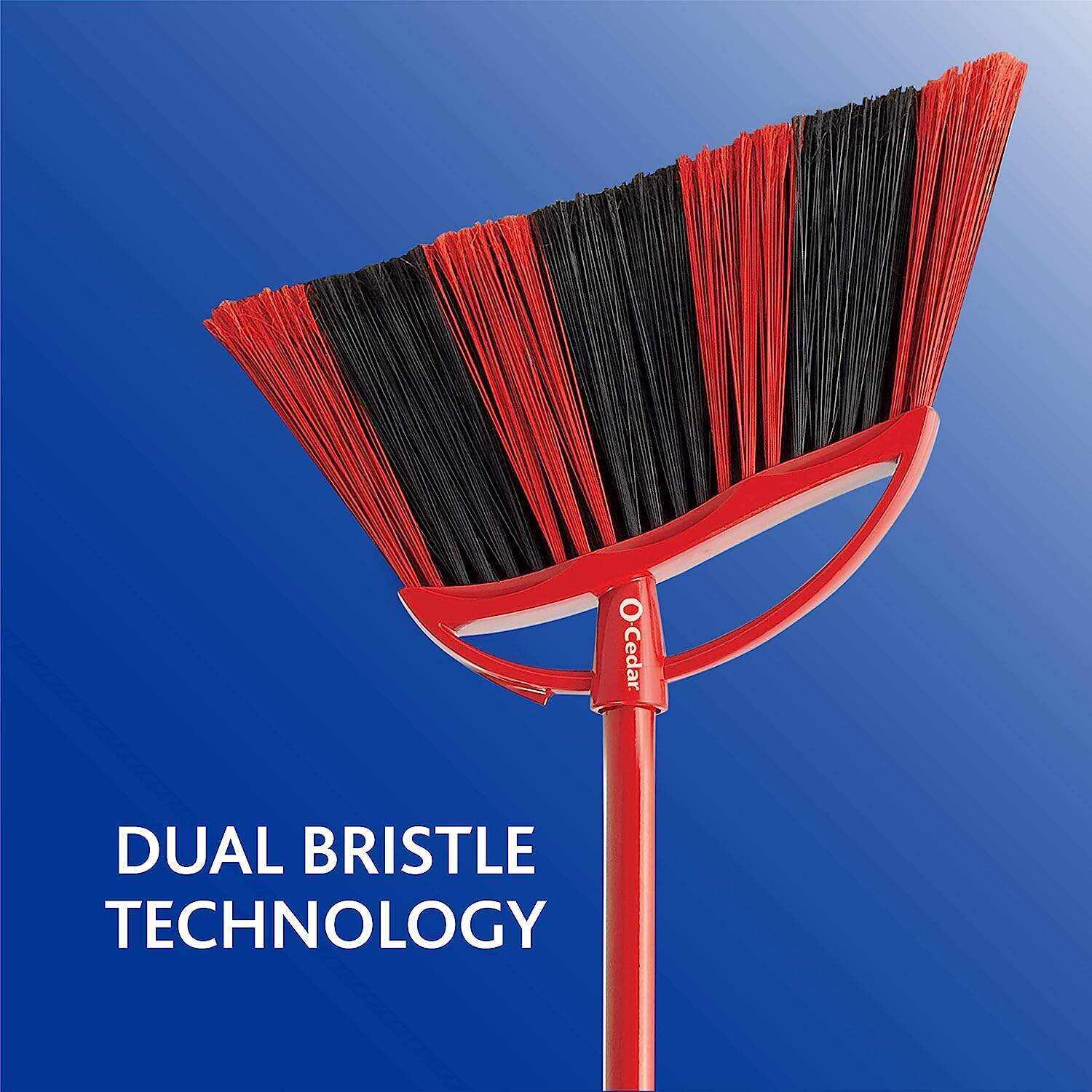 O-Cedar Pet Pro Broom & Step-On Dustpan PowerCorner, Red