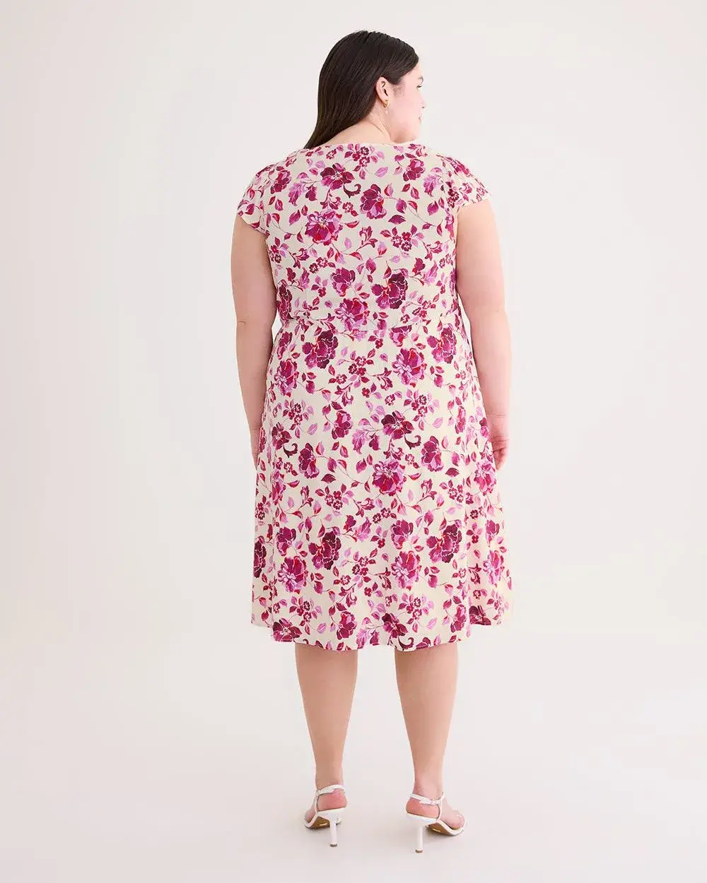 Responsible, Printed Button Down Dress with Cap Sleeves