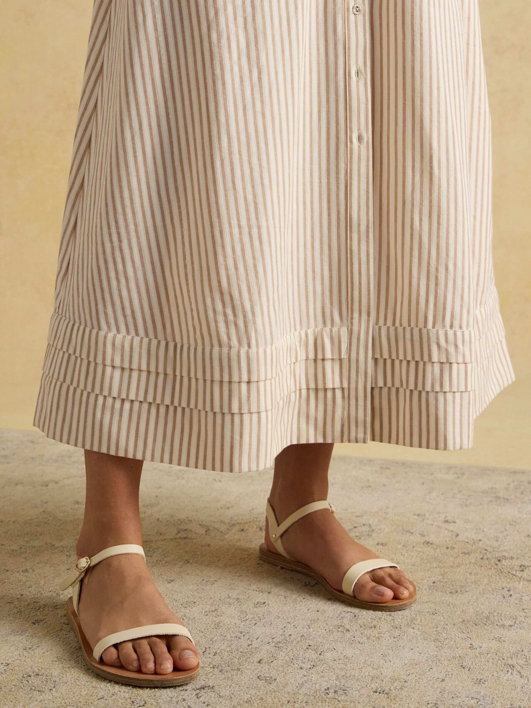 Gracie Tan Brown Button Down Midi Dress