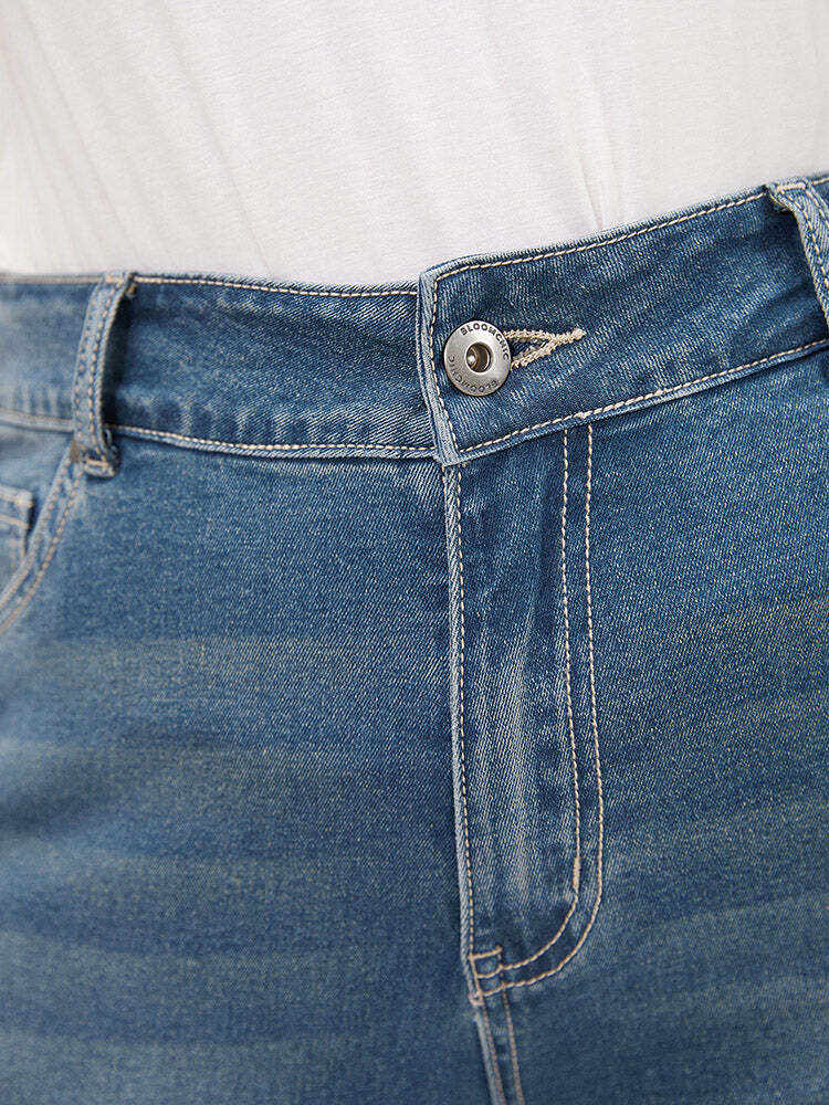 Skinny Very Stretchy High Rise Medium Wash Cropped Jeans