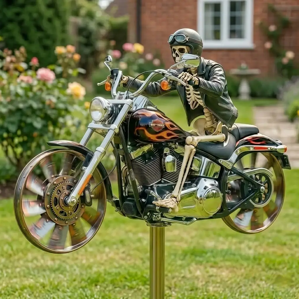 Skeleton Harley-Davidson Garden Wind Spinner