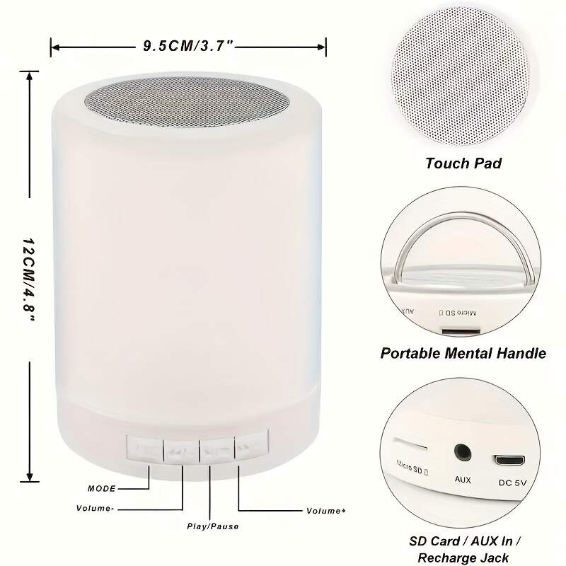 1pc Wireless Night Light Speaker Bass Mini Sound For School Supplies Home Decor, Office, Camping