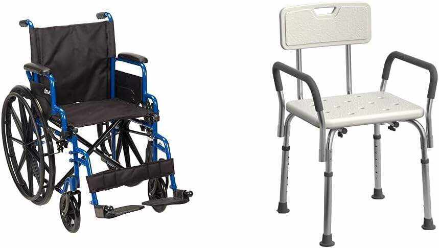 Drive Medical BLS18FBD-ELR Blue Streak Lightweight Wheelchair with Swing-Away Elevating Leg Rests and Flip-Back Arms