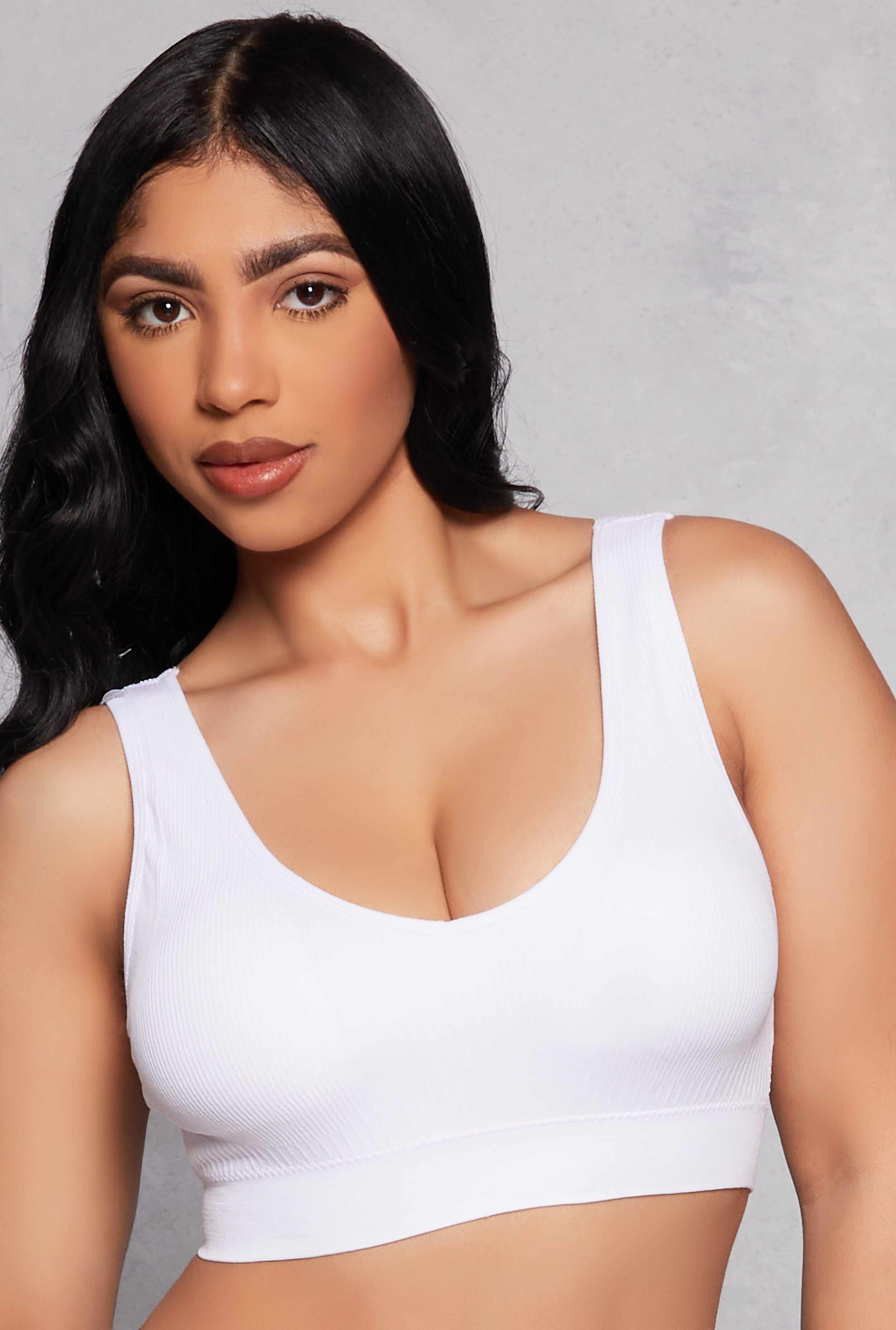 Ribbed Knit Solid Sports Bra