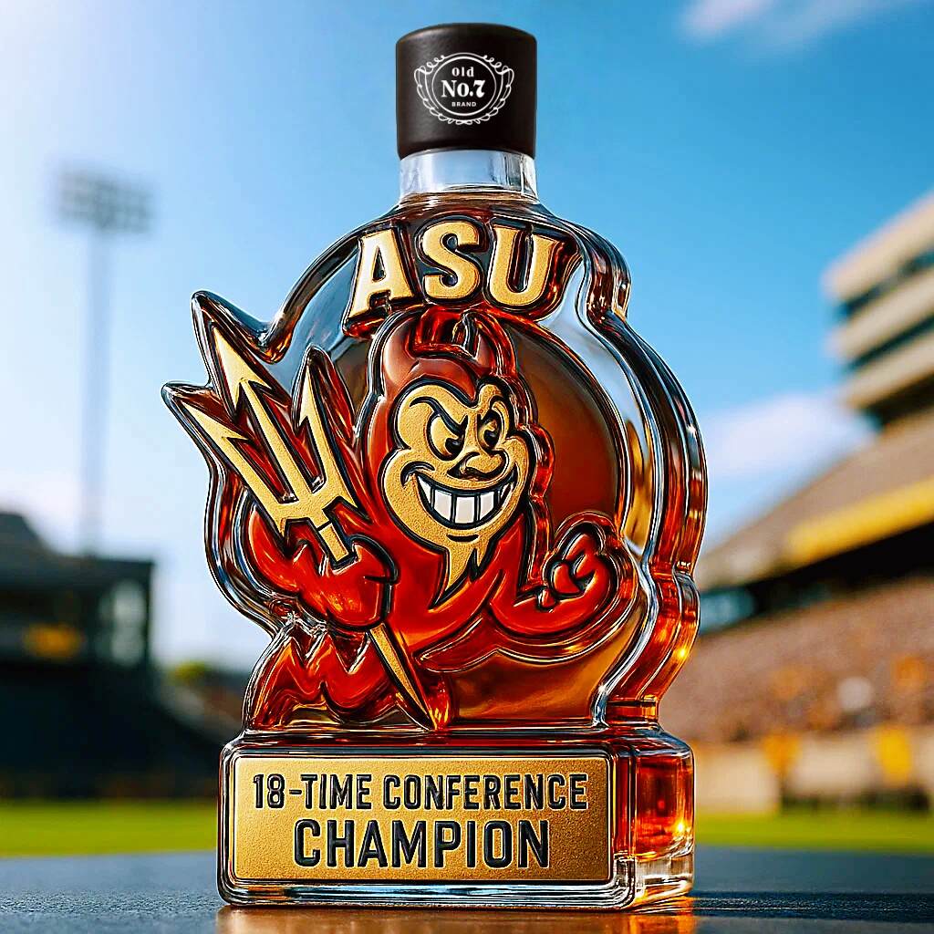 Arizona State Sun Devils 18-time Conference Champion Whiskey Bottle