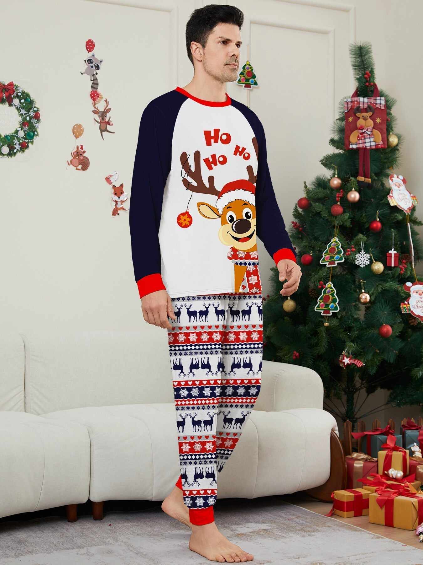 Family Christmas Pajama Matching Set with Moose Monogramming