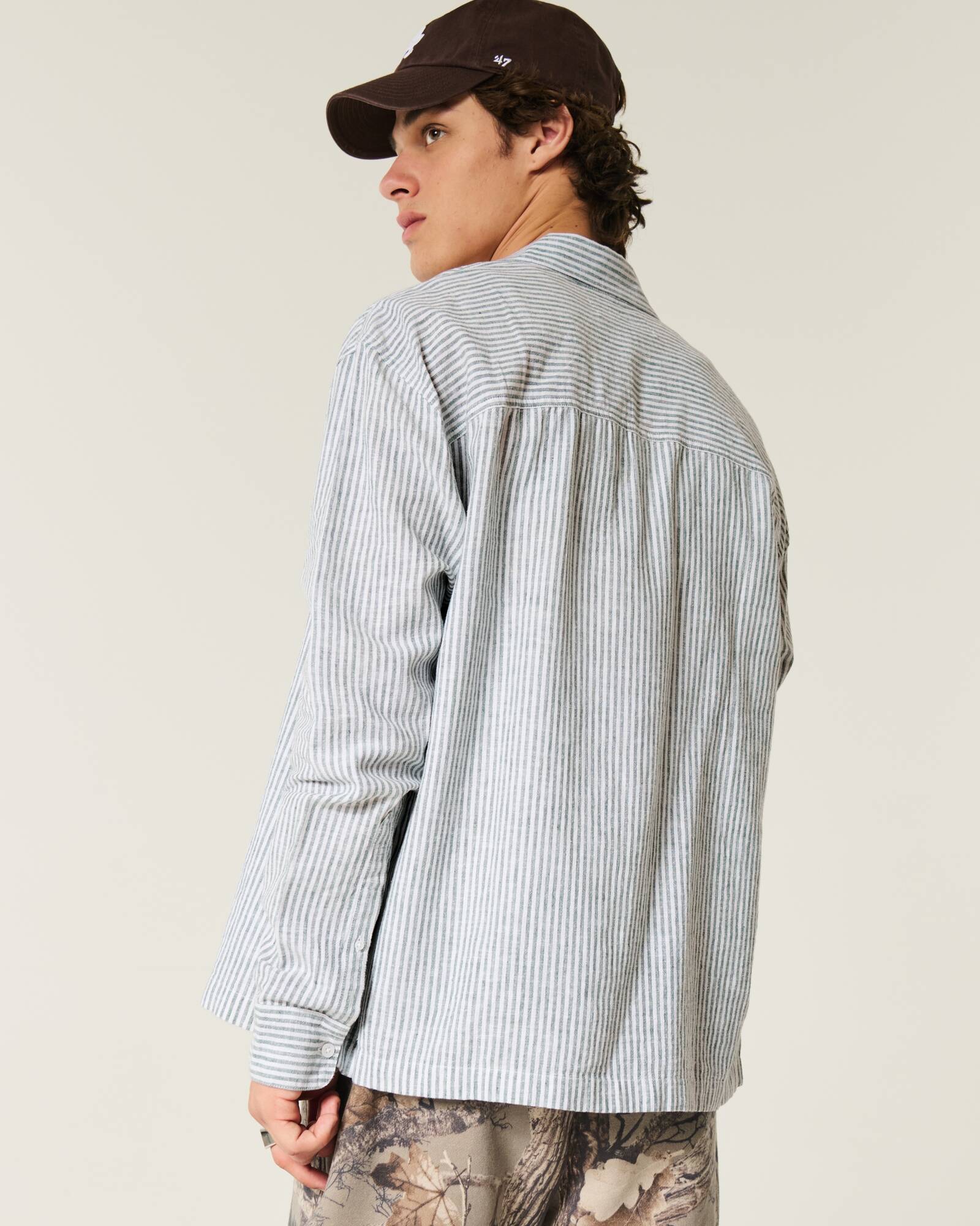 Linen-Blend Button-Through Shirt
