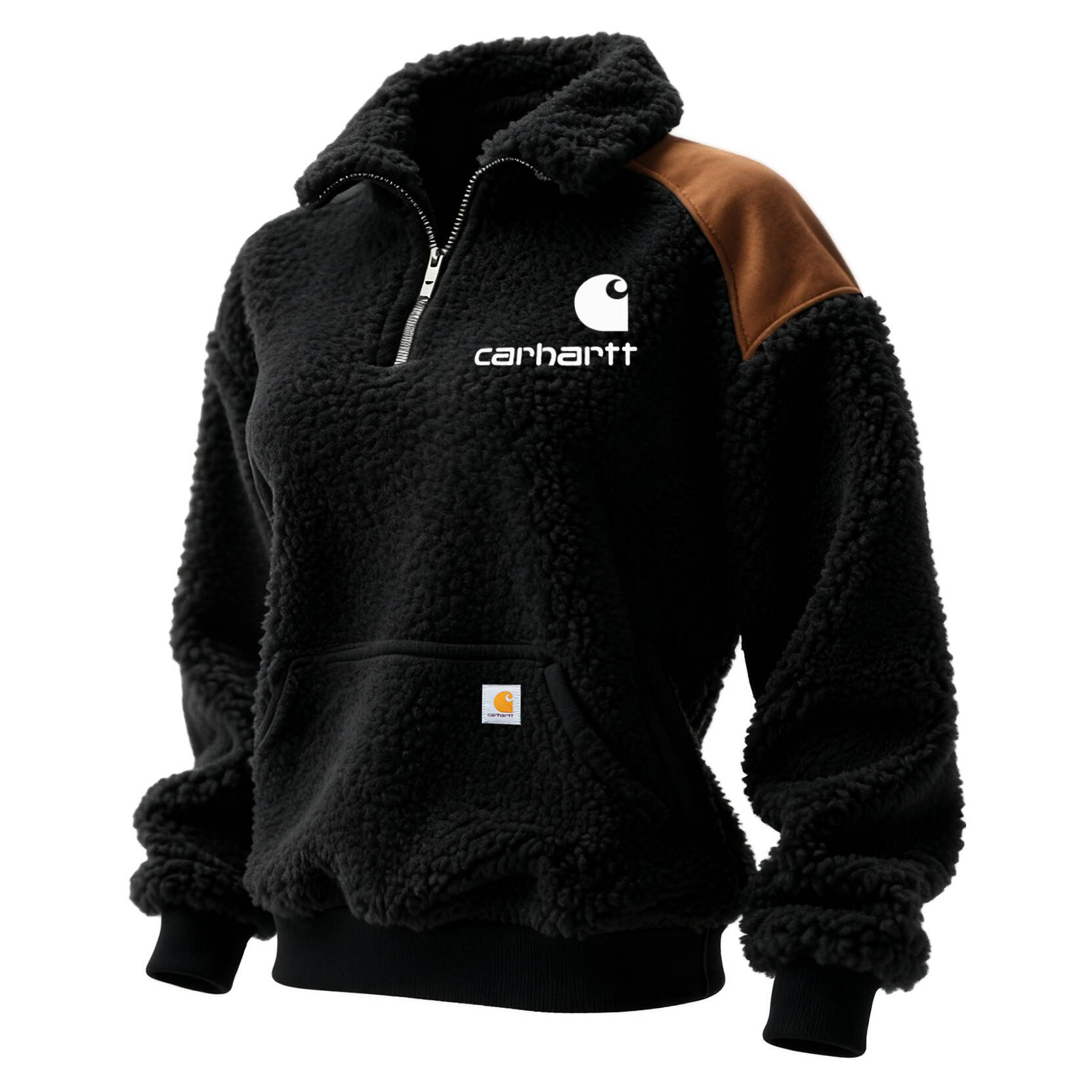 Women's Lambswool Contrast Color Stitching 1/4 Zip Lapel Sweatshirt