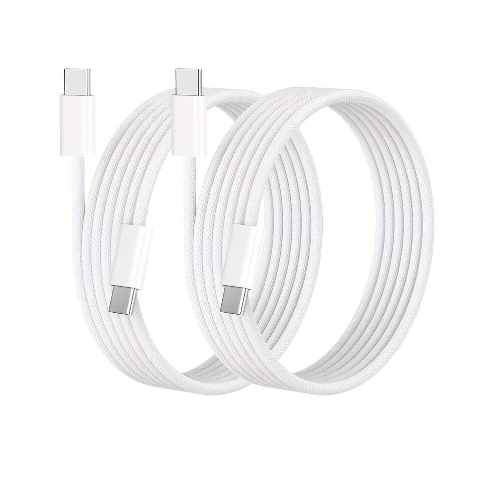 2pcs 60W USB-C to USB-C fast charging cable, 3-foot durable nylon braided flat data cable, suitable for iPhone 15/ Samsung/ Oppo/ Vivo/ Redmi and various Type-C interface products, high-speed transmission and fast charging, Type-C interface