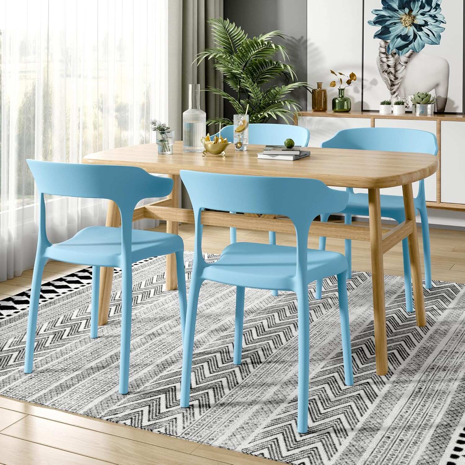 VECELO 4 Pack Plastic Stacking Chairs