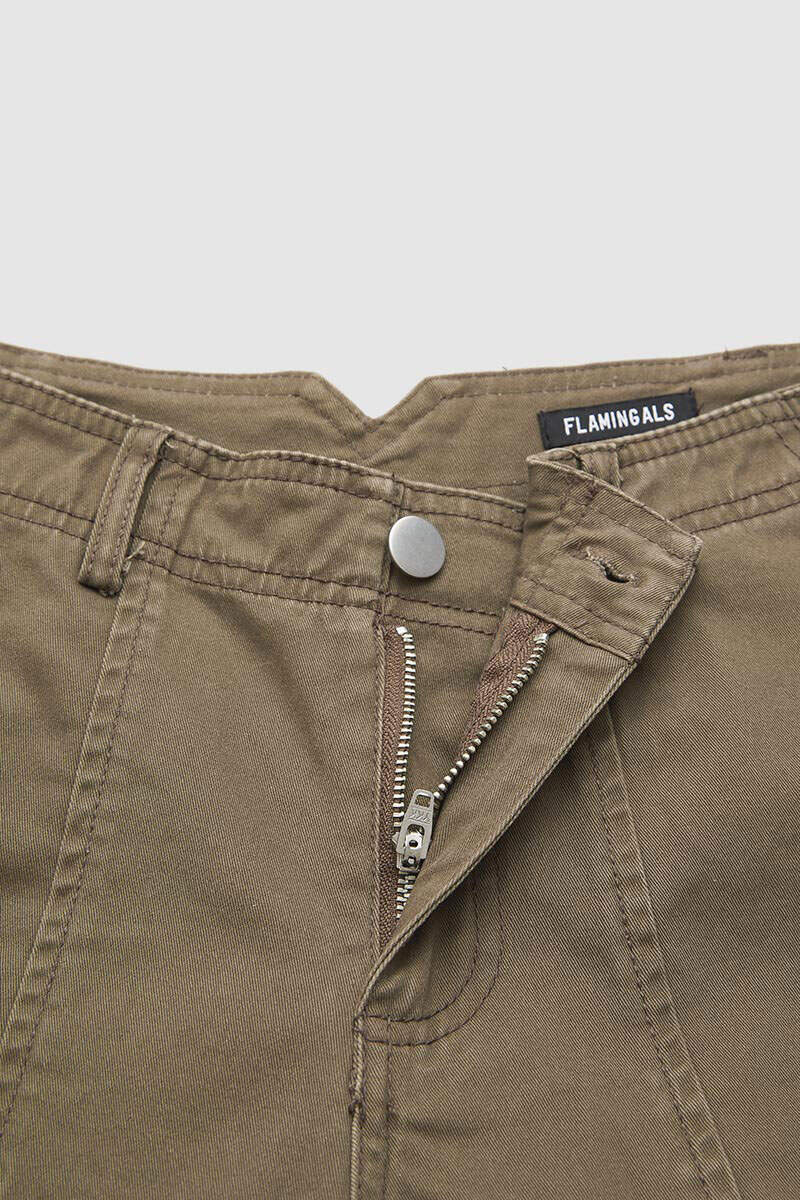 🔥 Last Day For Clearance！ !10 packs only $32!Solid Stitch Detail Mid Waist Barrel Leg Pants Without Belt
