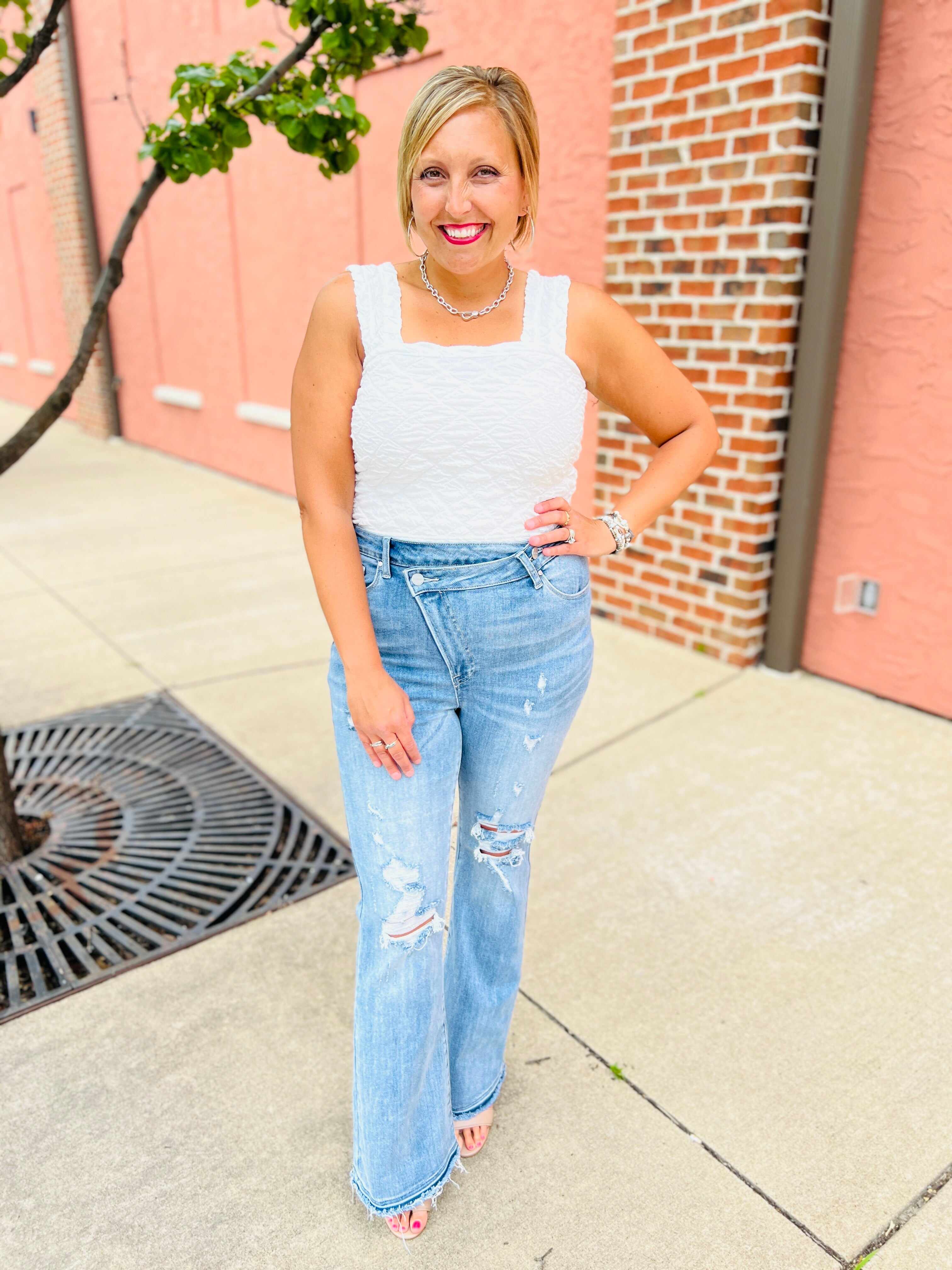 Risen Plus/Reg Make Them Stare Crossover Flare Jeans