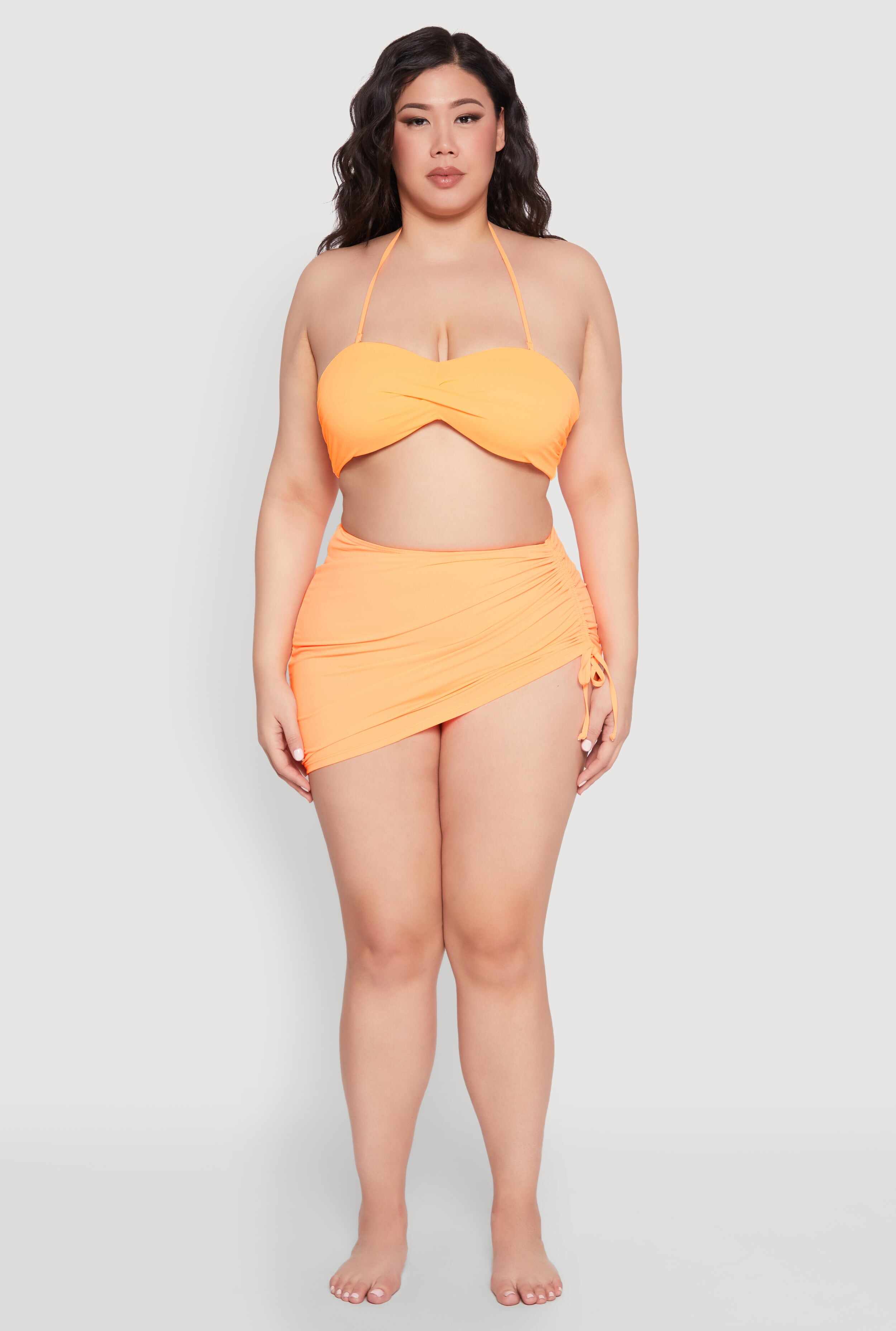 Plus Size Side Ruched Sarong Cover Up