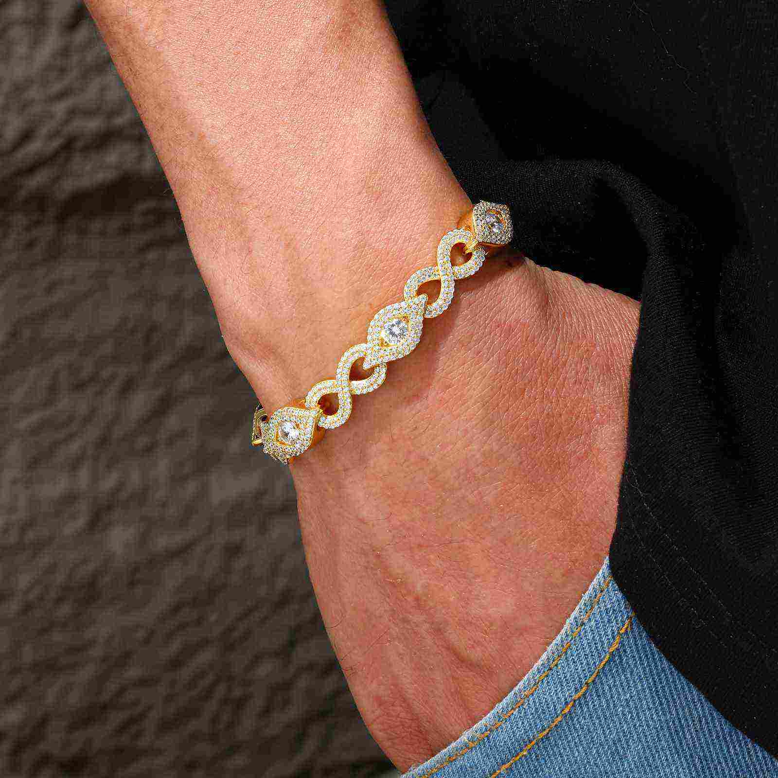 TestTest 10mm S925 Moissanite Infinity Evil Eye Bracelet