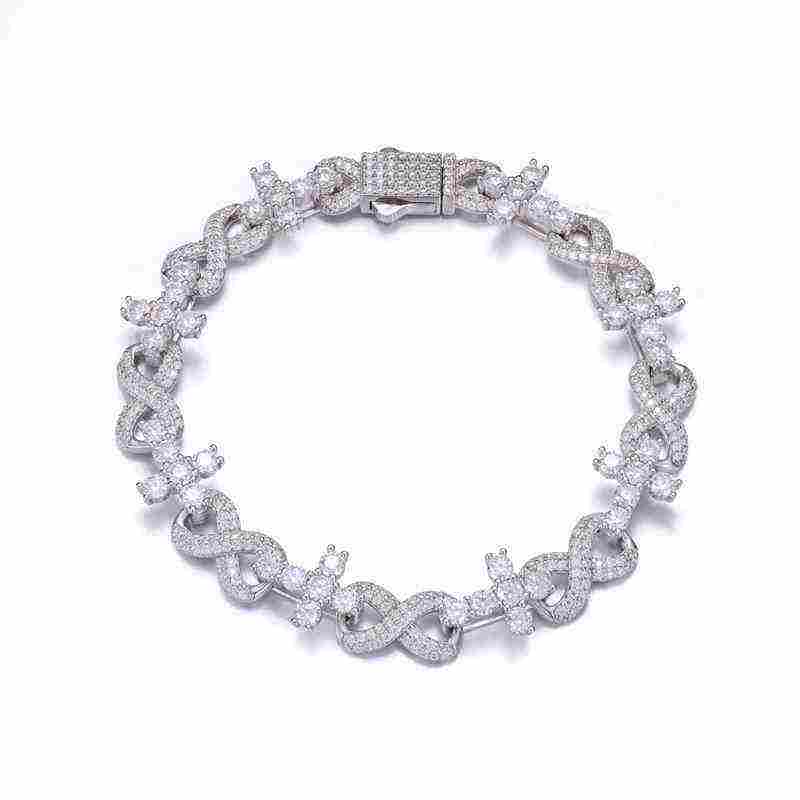 TestTest 10mm S925 Moissanite Infinity Cross Link Bracelet