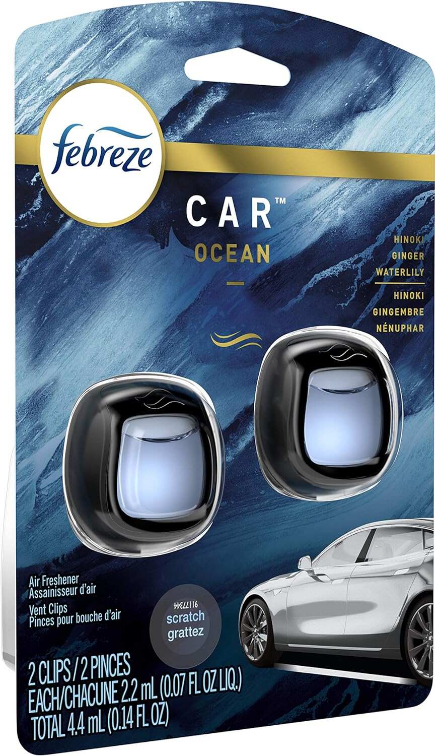 Febreze Car Air Fresheners, New Car Scent, Odor Eliminator for Strong Odors Car Vent Clips (2 Count)