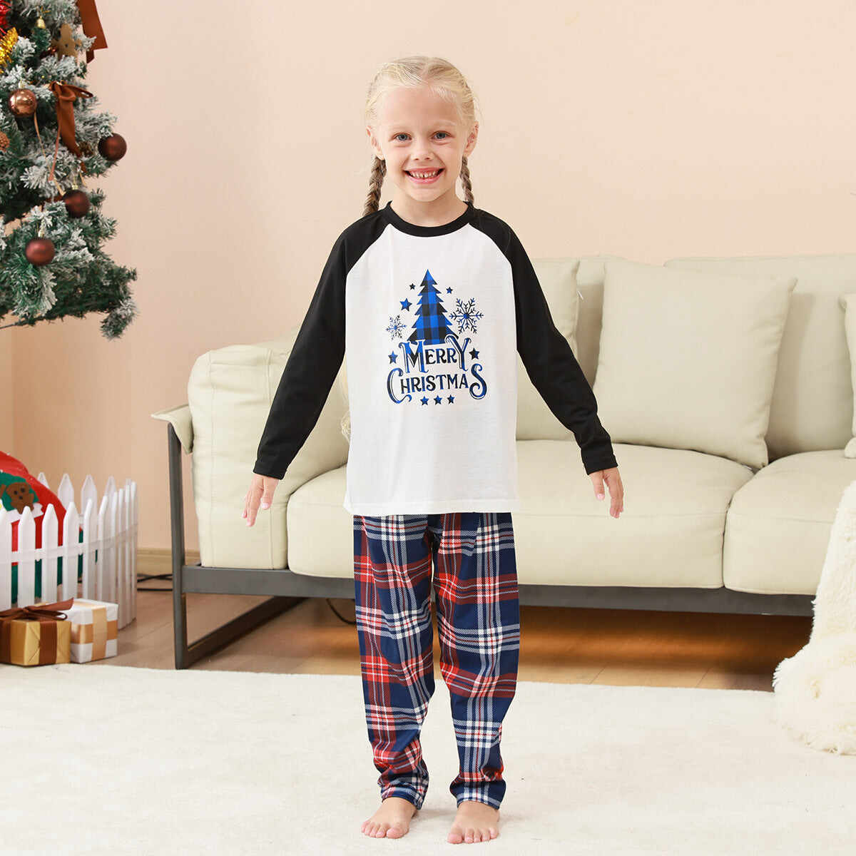 Family Matching Plaid Pajamas with Christmas Tree Monogramming