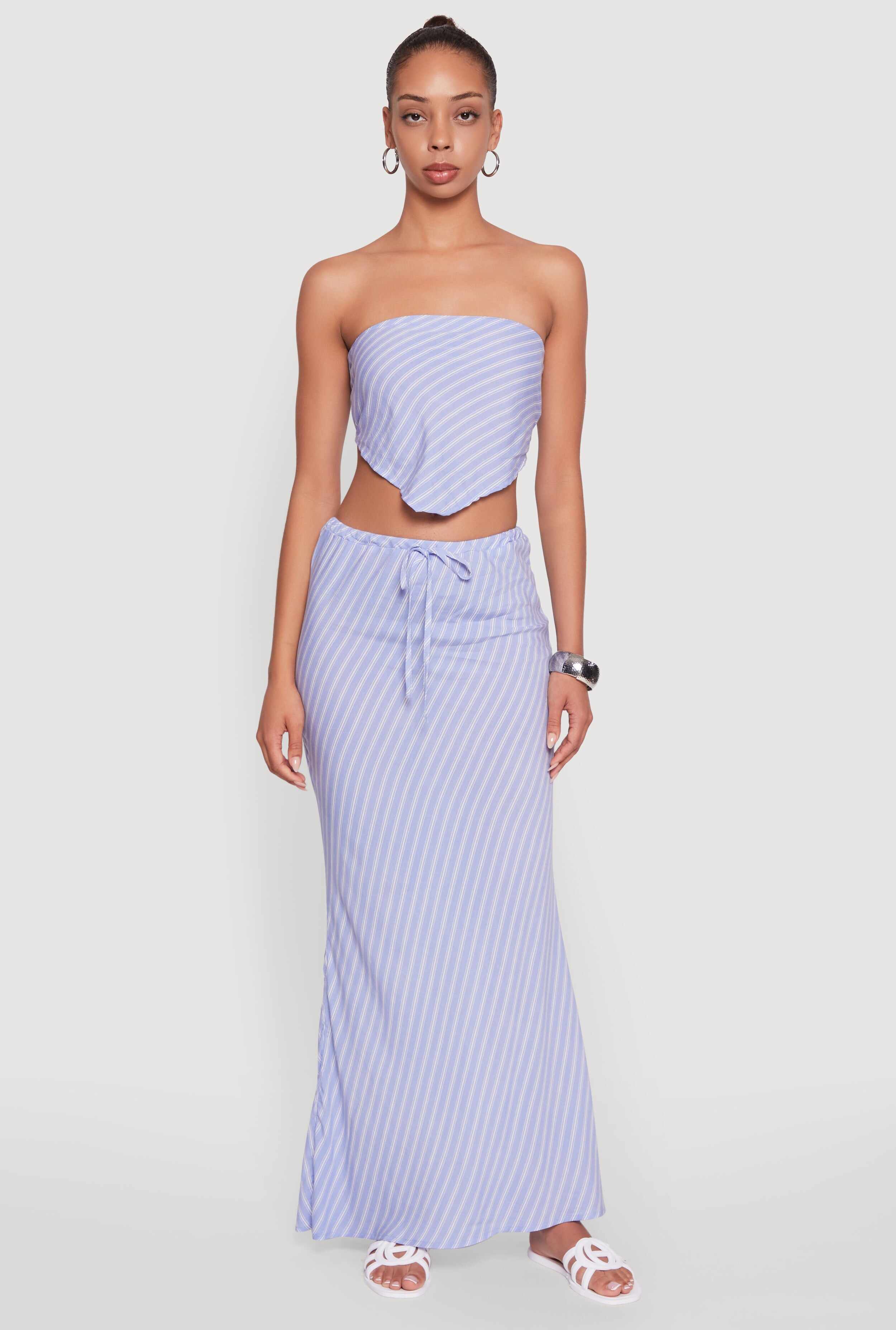 Patterned Hanky Hem Tube Top
