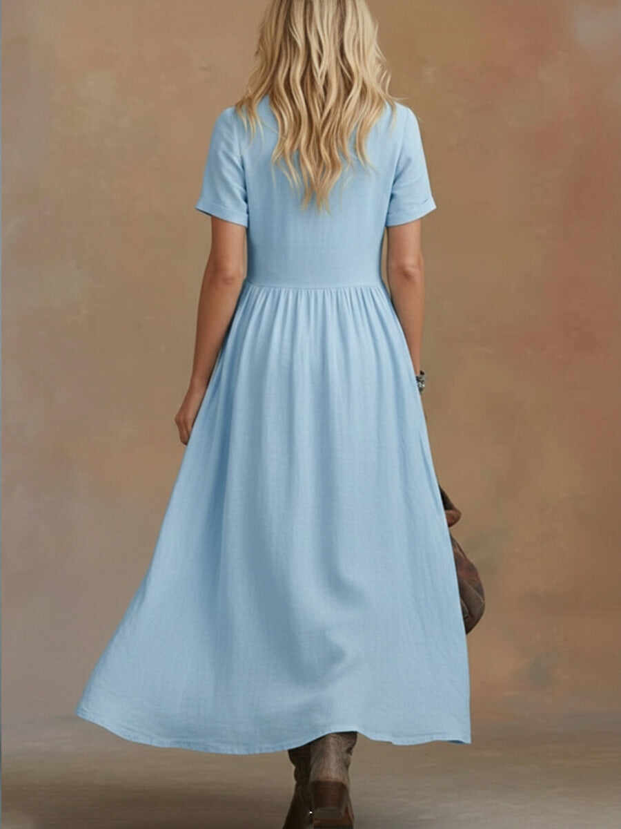 🔥Summer Arrivals🌟Comfortable Linen And Cotton Tie-waist Dress