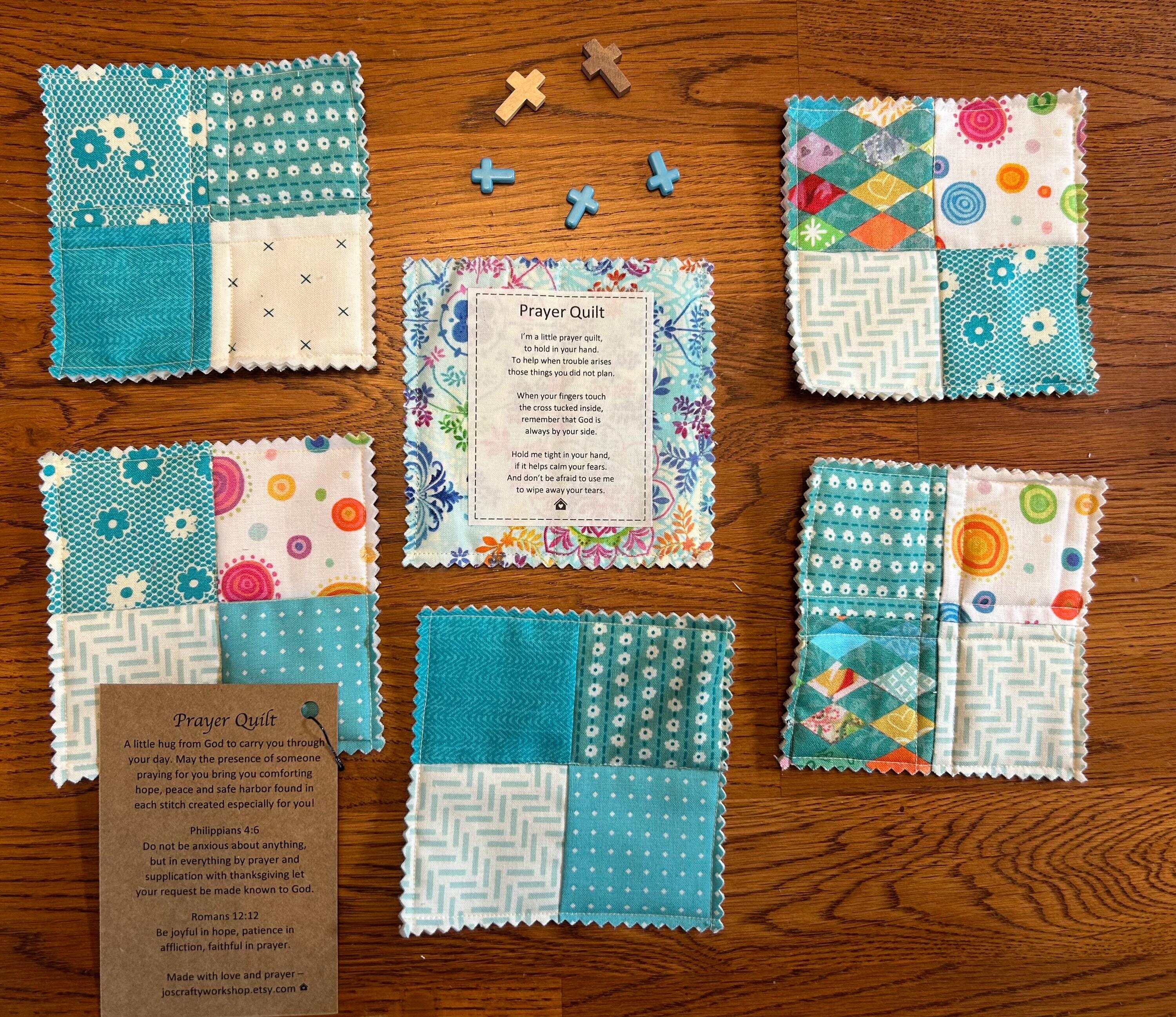 Mini Pocket Prayer Quilt with Wooden Cross