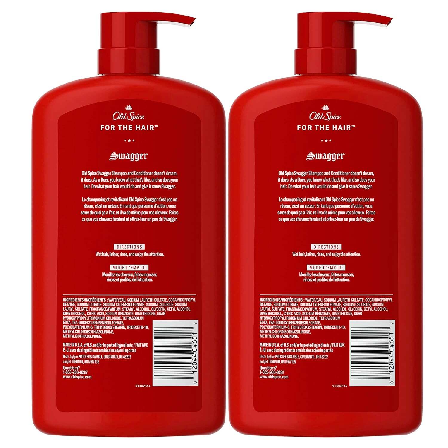Old Spice Men's 2-in-1 Shampoo and Conditioner, MambaKing, Twin Pack, 43.8 Fl Oz