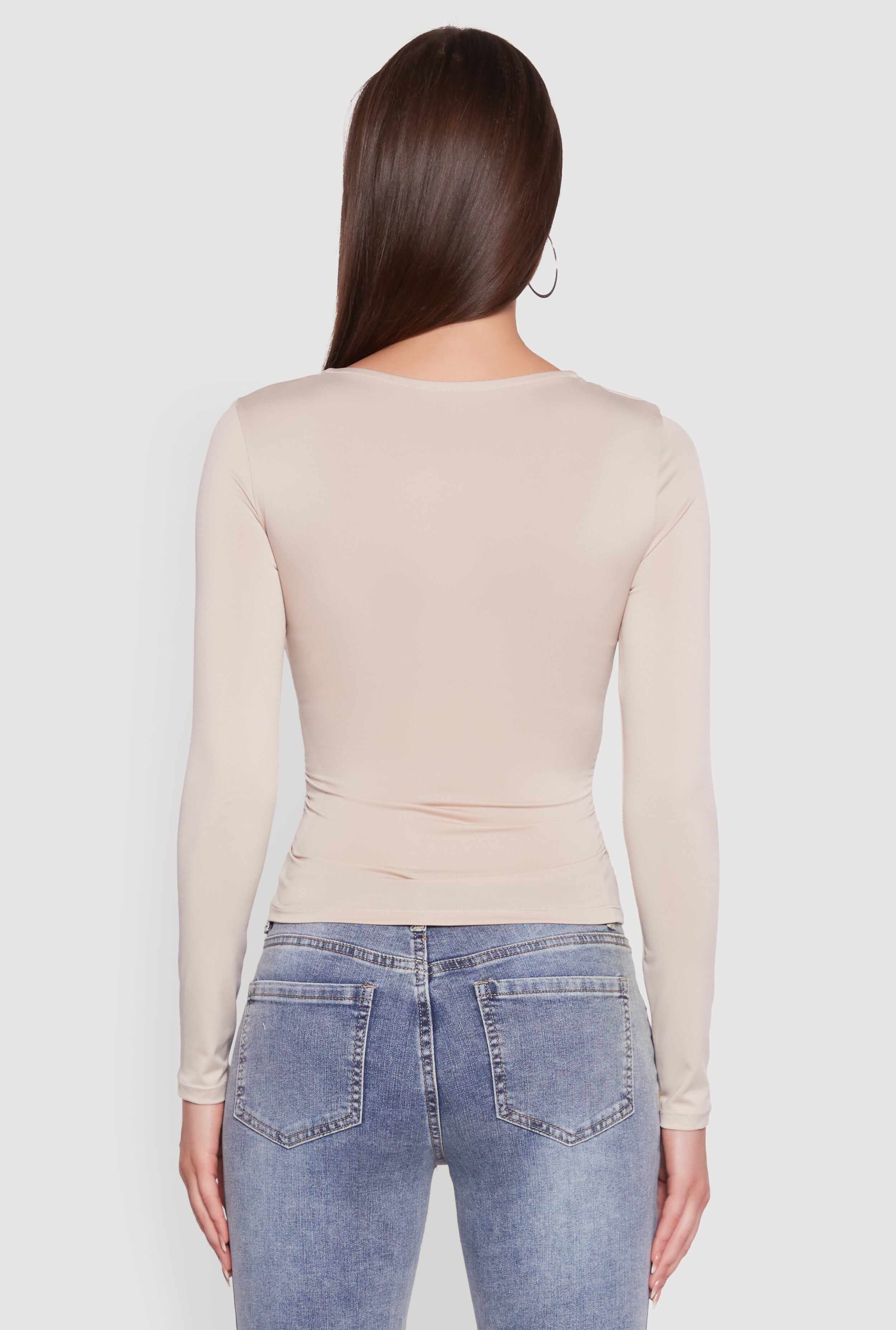 Iris Square Neck Ruched Side Long Sleeve Top