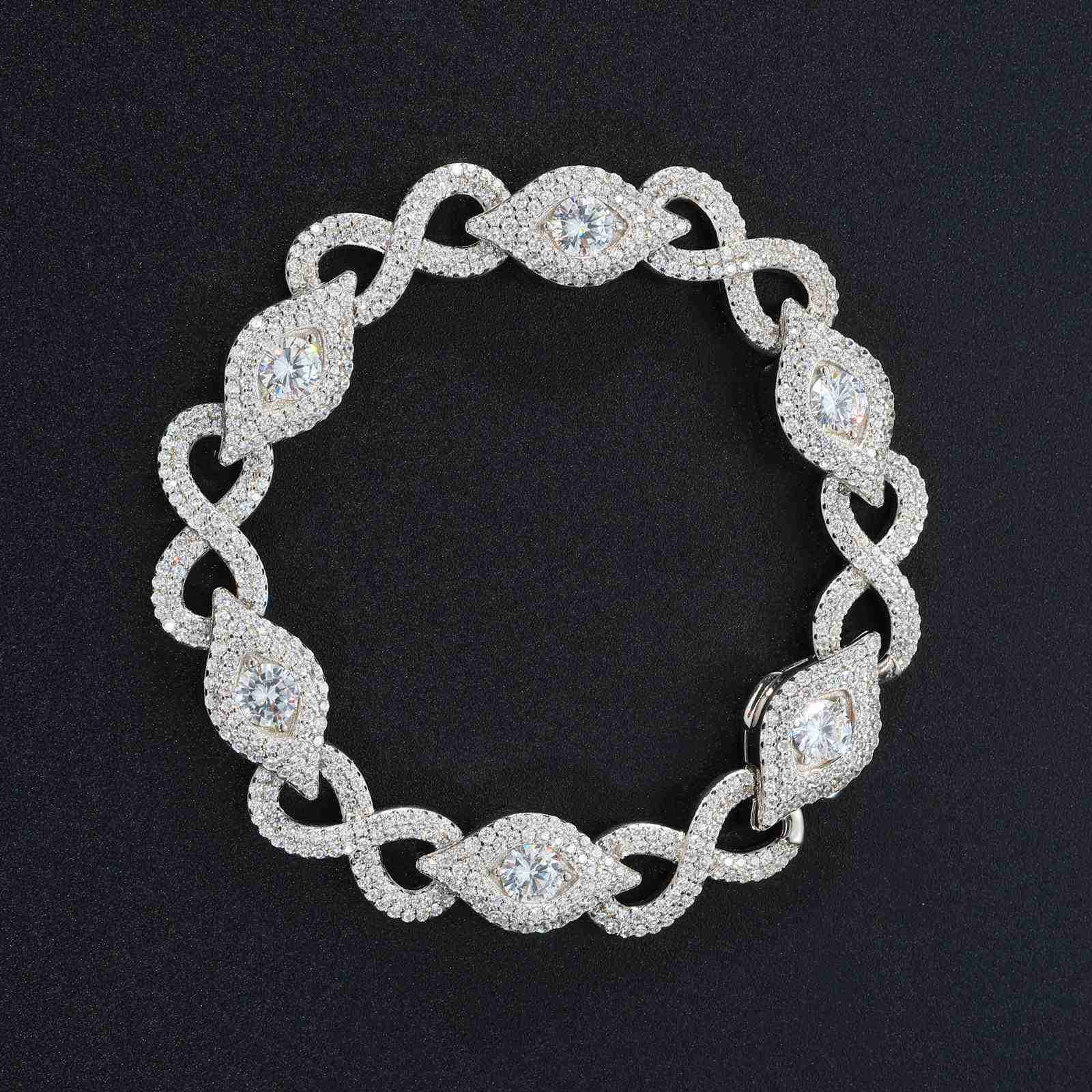 10mm S925 Moissanite Infinity Evil Eye Bracelet