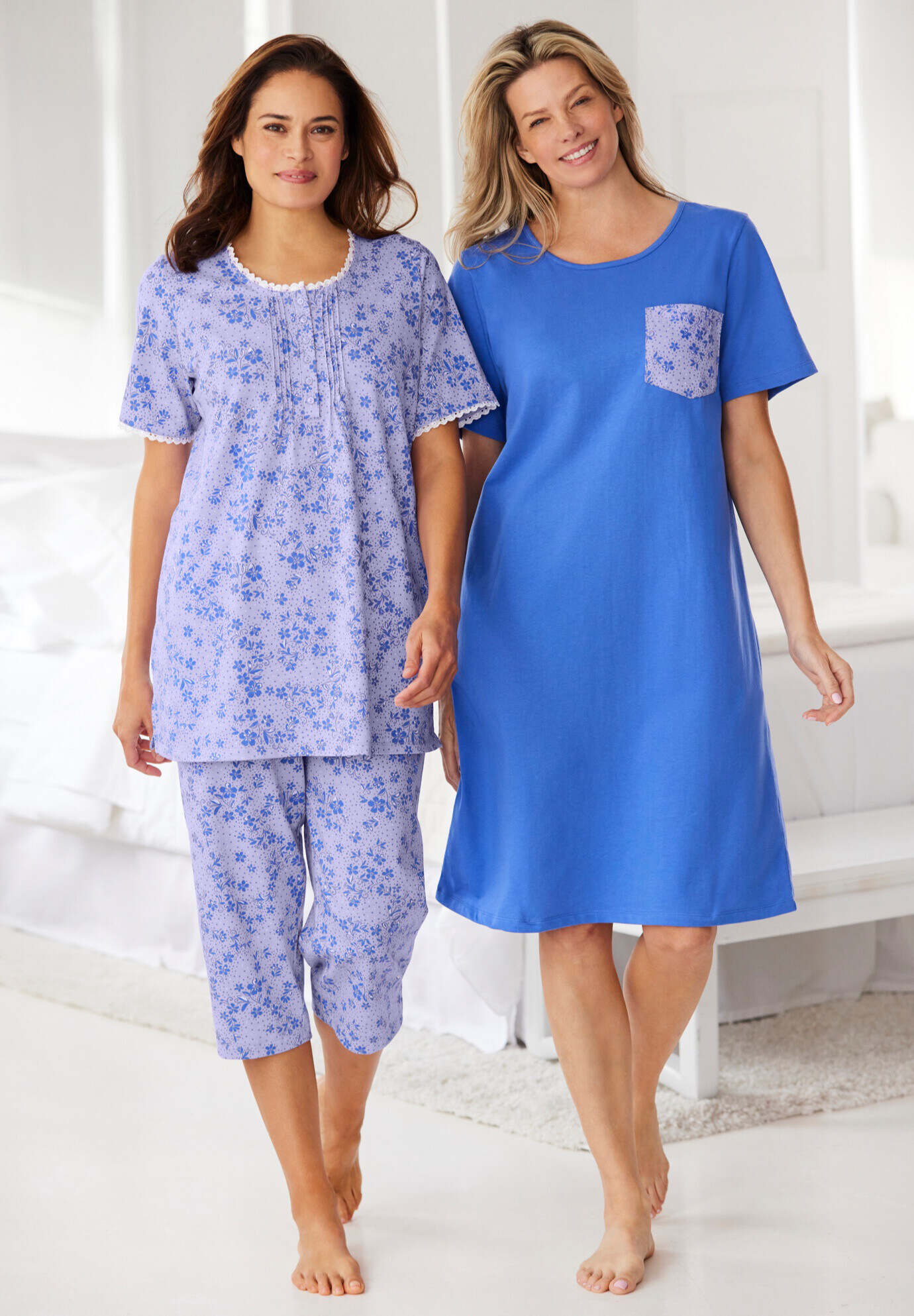 2-Piece Pintuck Tee and Capri Sleep Set