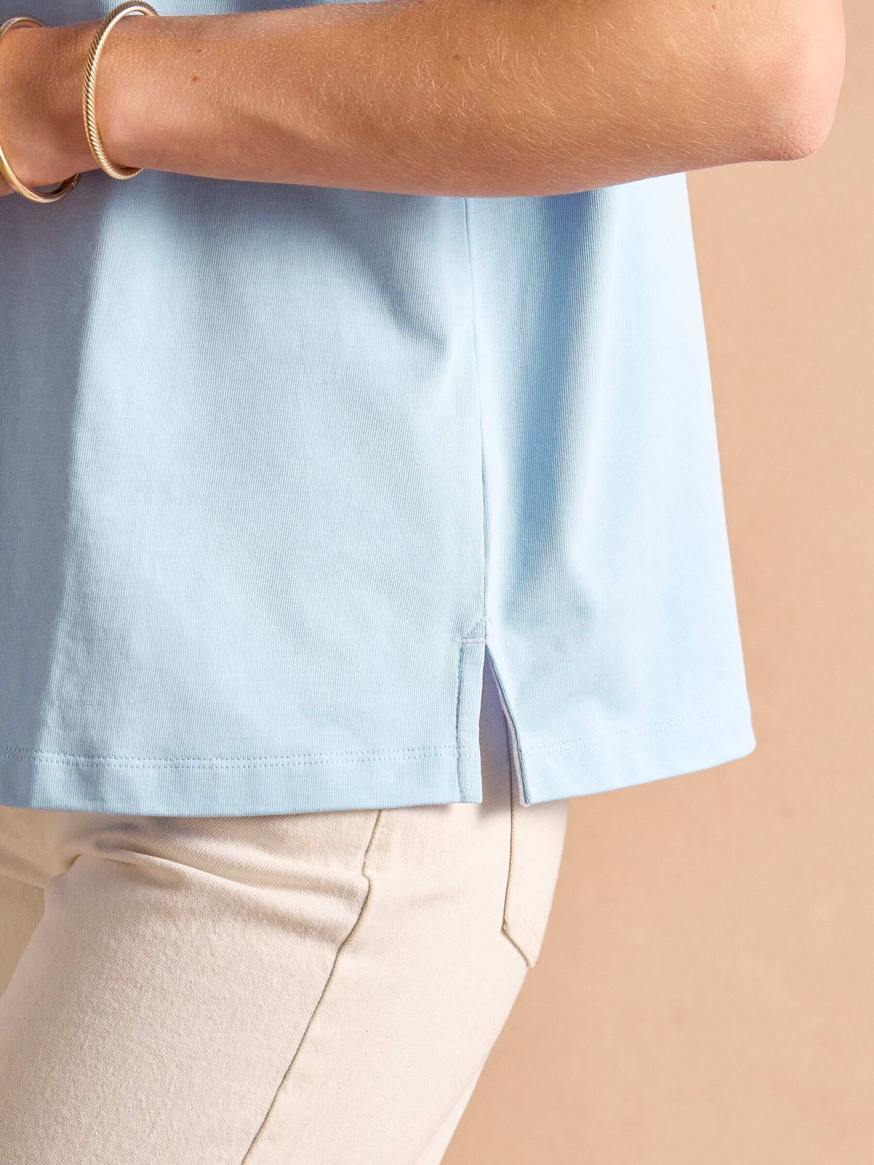 Tallie Pink/White Short Sleeve Combed 100% Cotton Collared Top