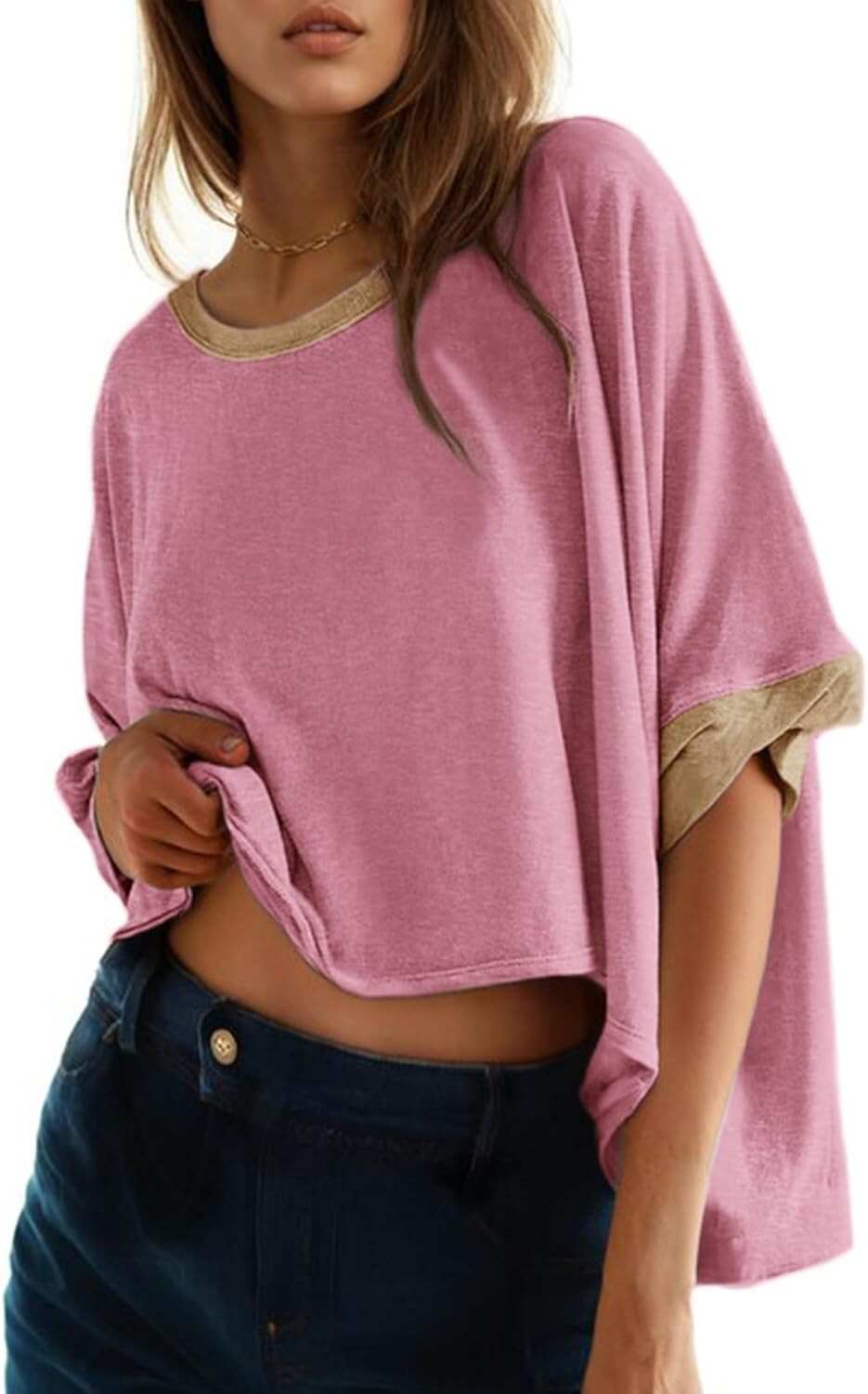 🔥 Last Day For Clearance!Summer Shirts 2026 Womens Solid T Shirts for Women Loose Oversized Tops Basic Tee