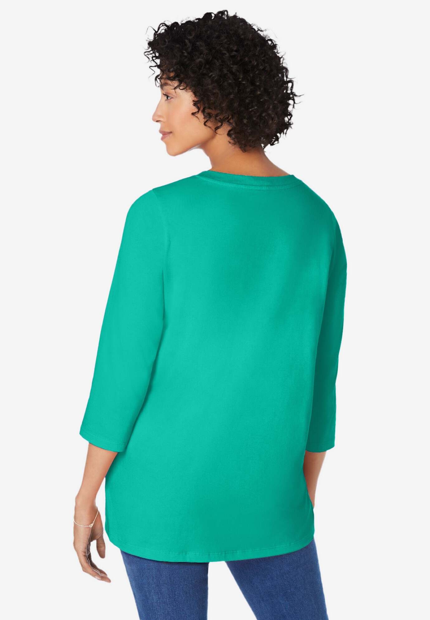 Perfect Three-Quarter Sleeve V-Neck Tunic