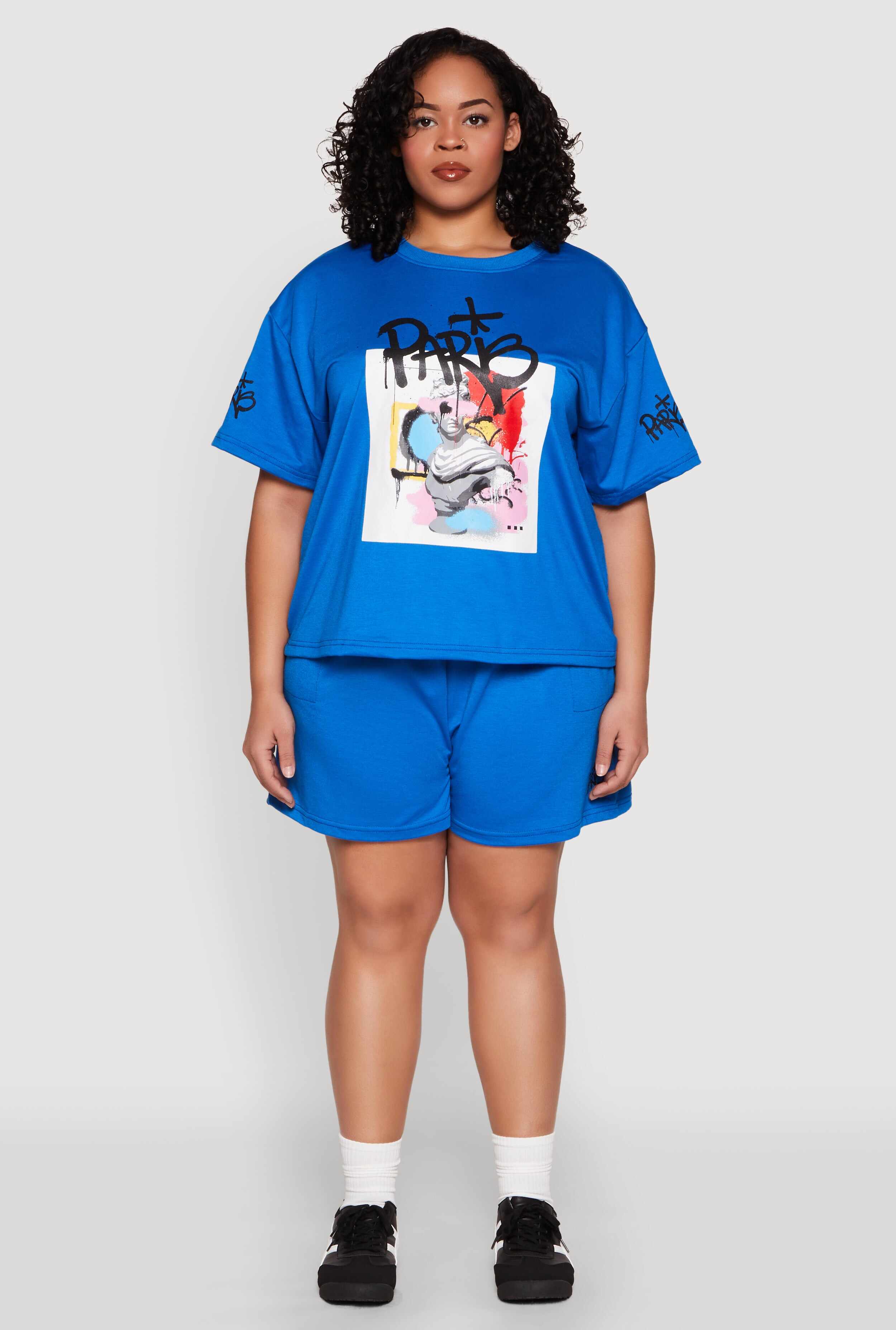 Plus Size Paris Graphic Print Top