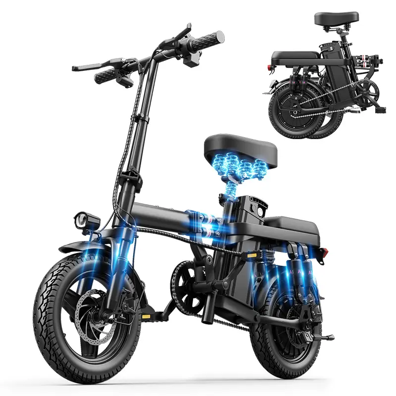 Compact Folding Electric Bike, Equipped with 500W Motor & 48V 15Ah Battery, Up to 100km Long Mileage Range, 14-Level Adjustable Shock Absorption, Dual Disc Brakes, UL2849 Safety Certified Foldable E-Bike for Outdoor Commuting & Sports