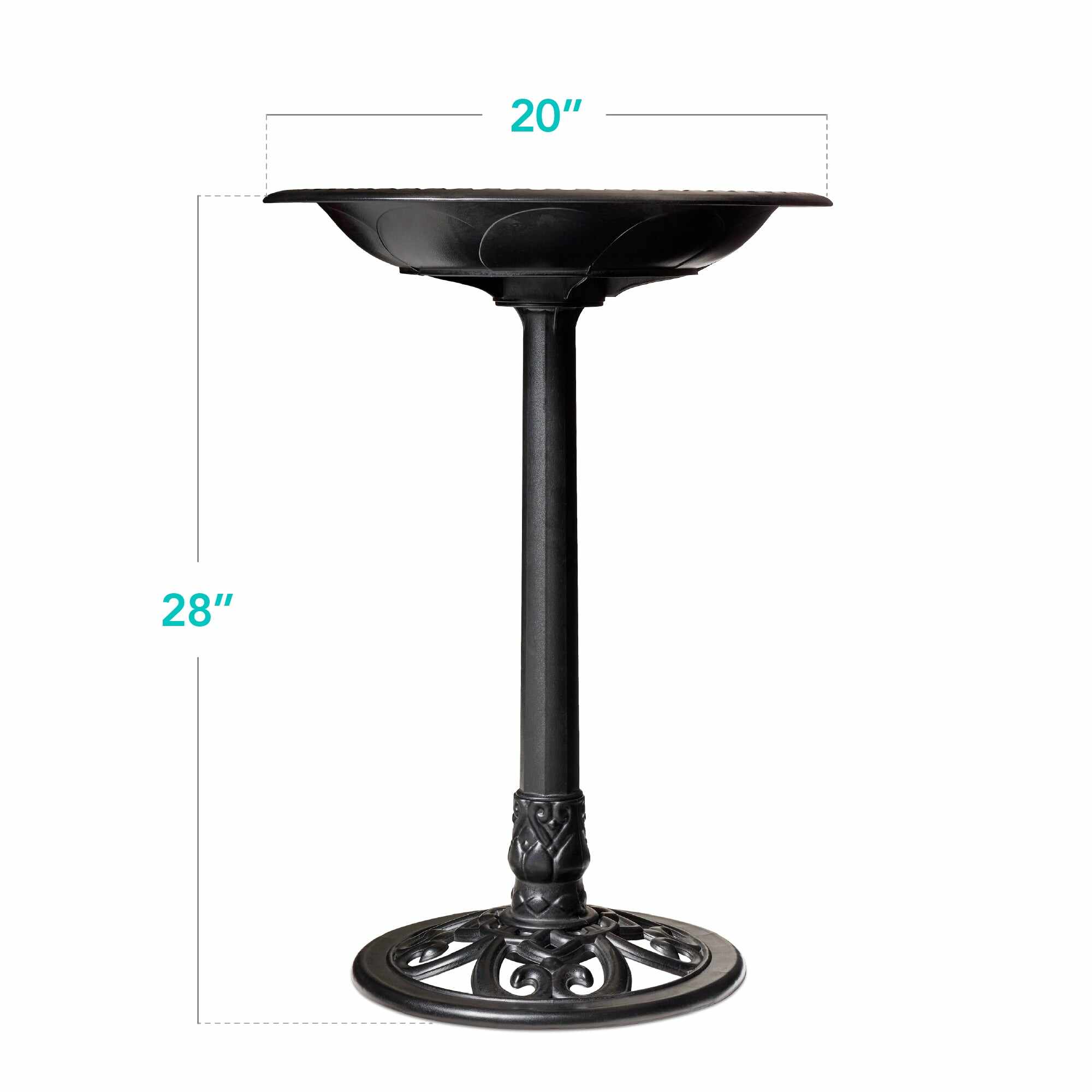 Vintage Outdoor Garden Bird Bath w/ Fleur-de-Lis Accents