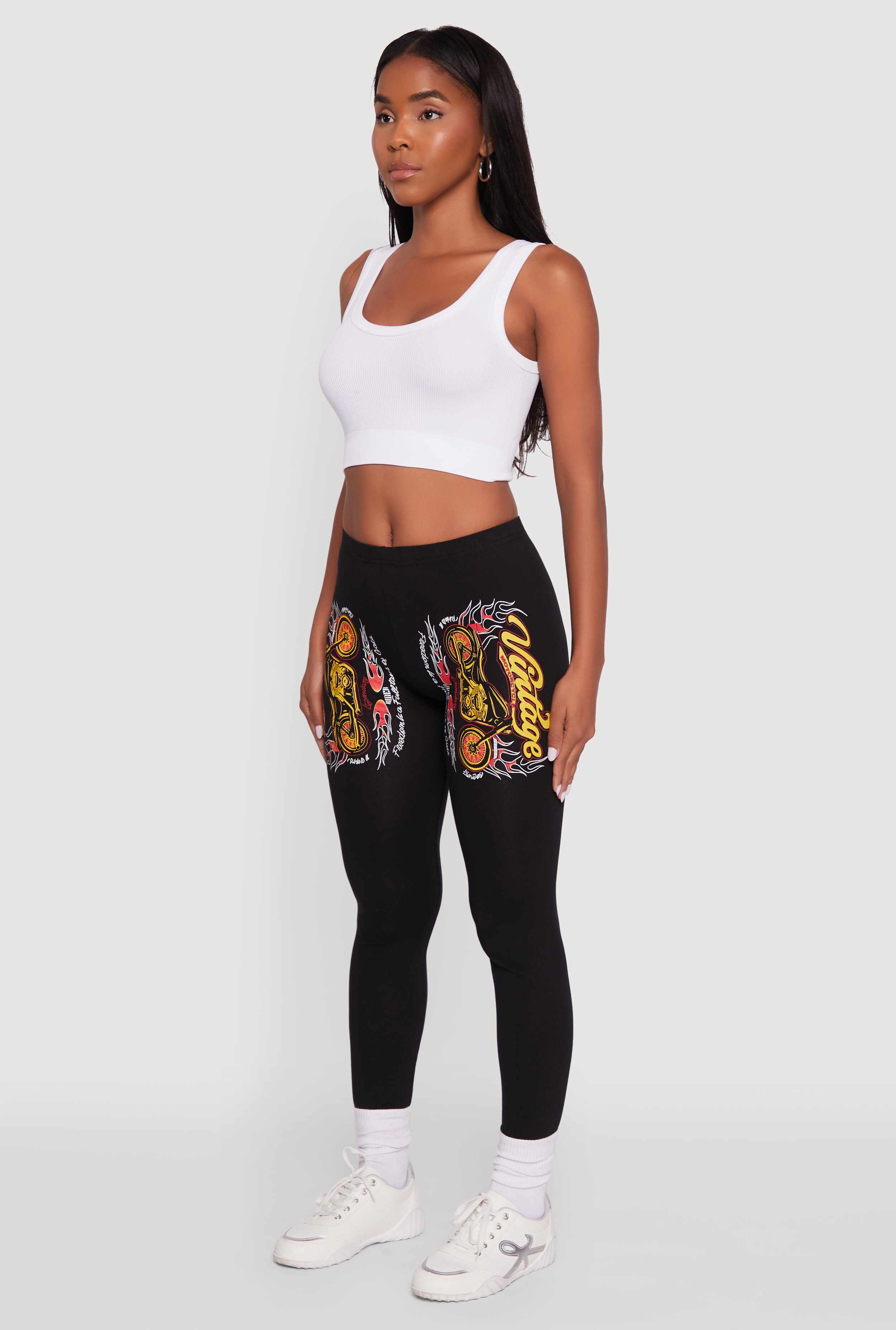 Vintage Motorcycle Graphic Leggings